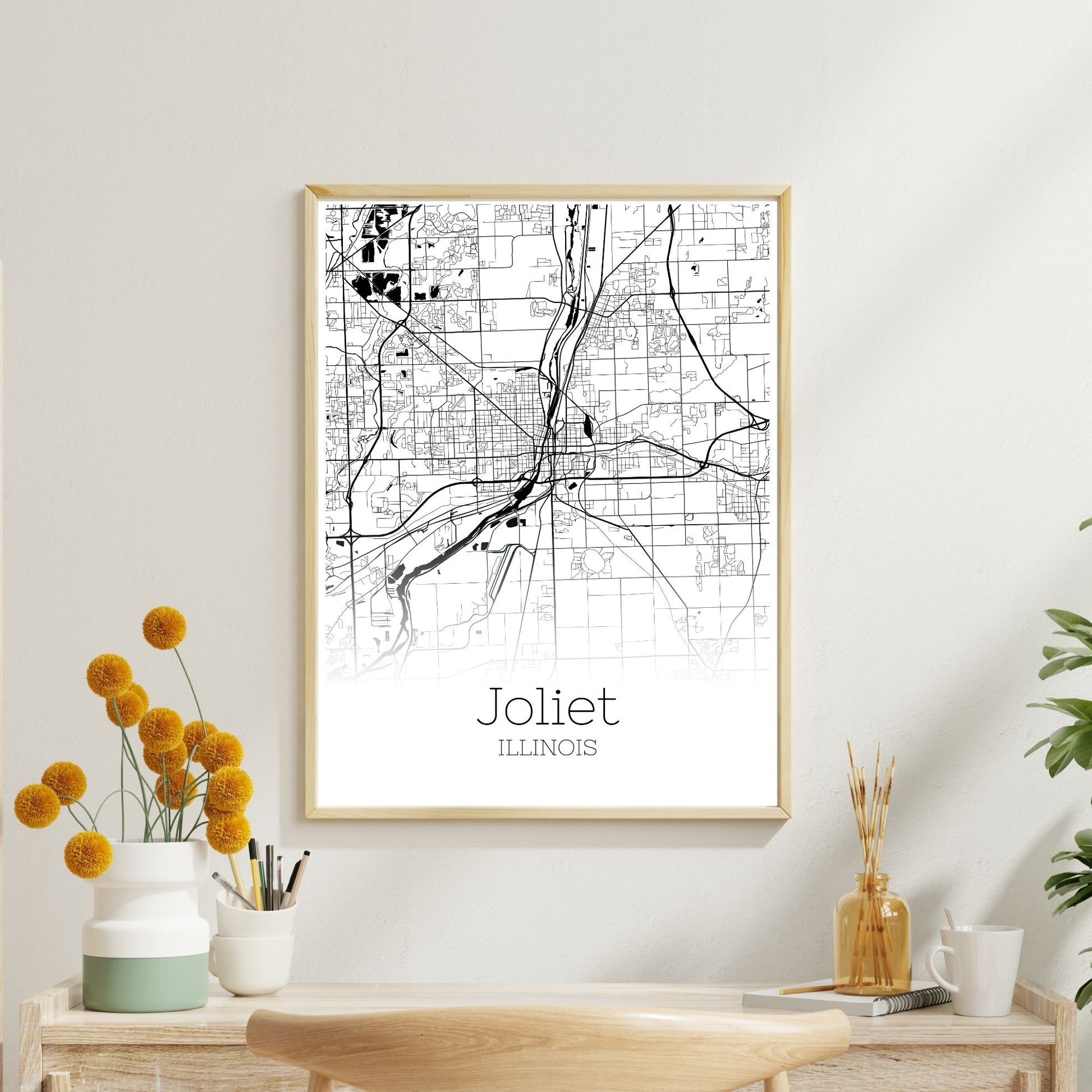 Joliet Illinois City Map Poster - GroovyGrove