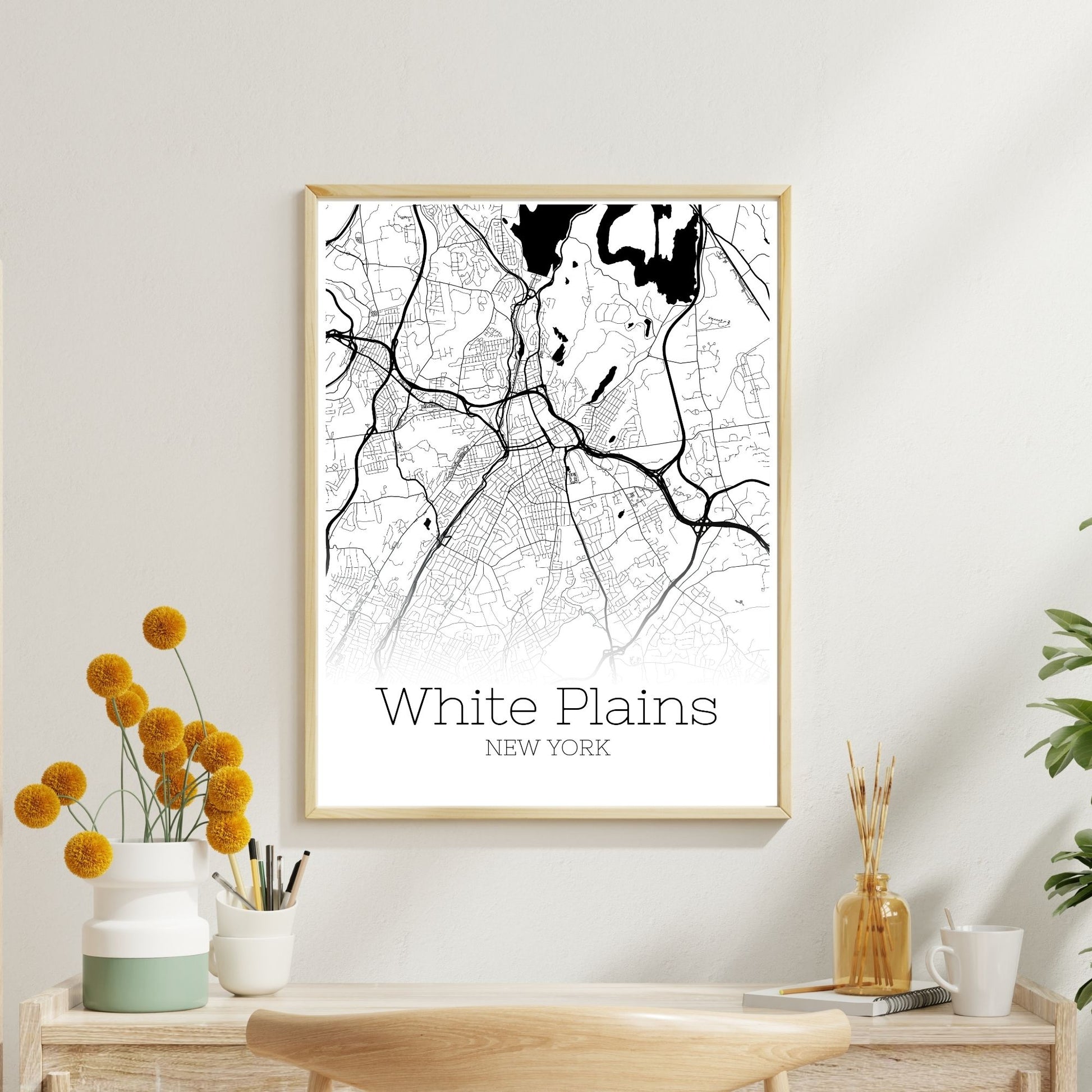 White Plains New York City Map Poster - GroovyGrove