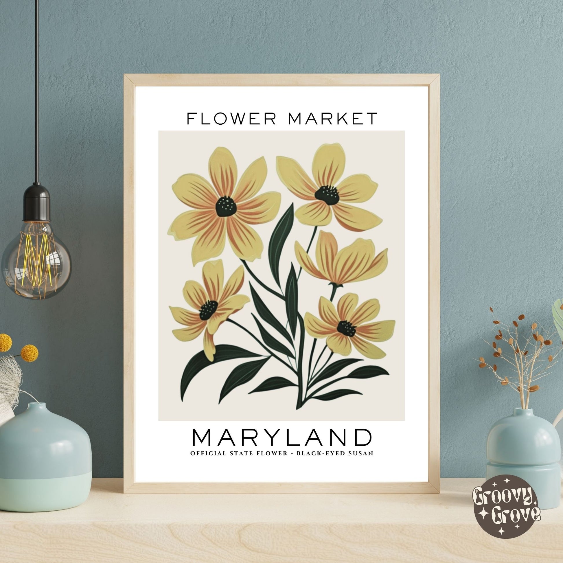 Maryland Flower Market Poster - GroovyGrove