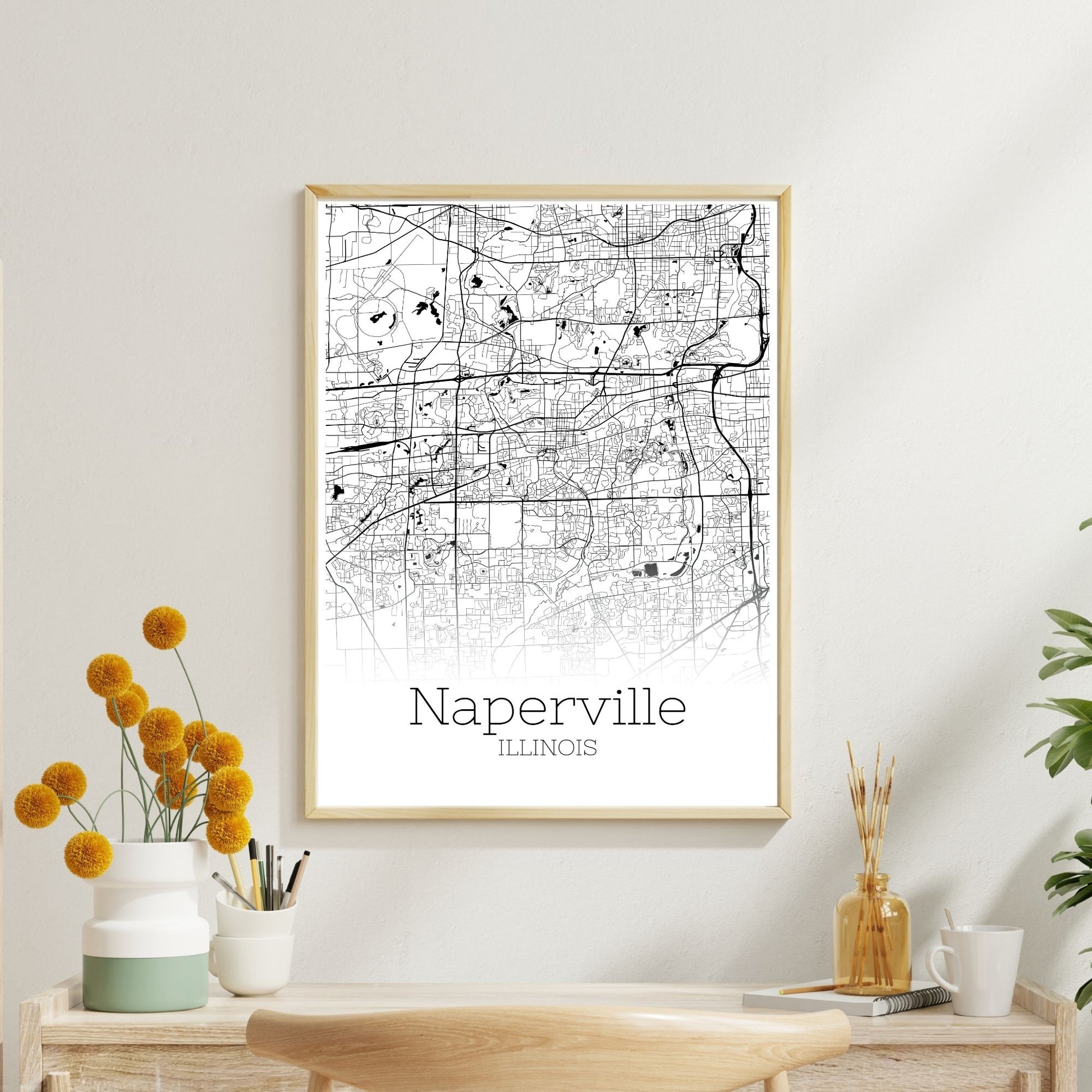 Naperville Illinois City Map Poster - GroovyGrove