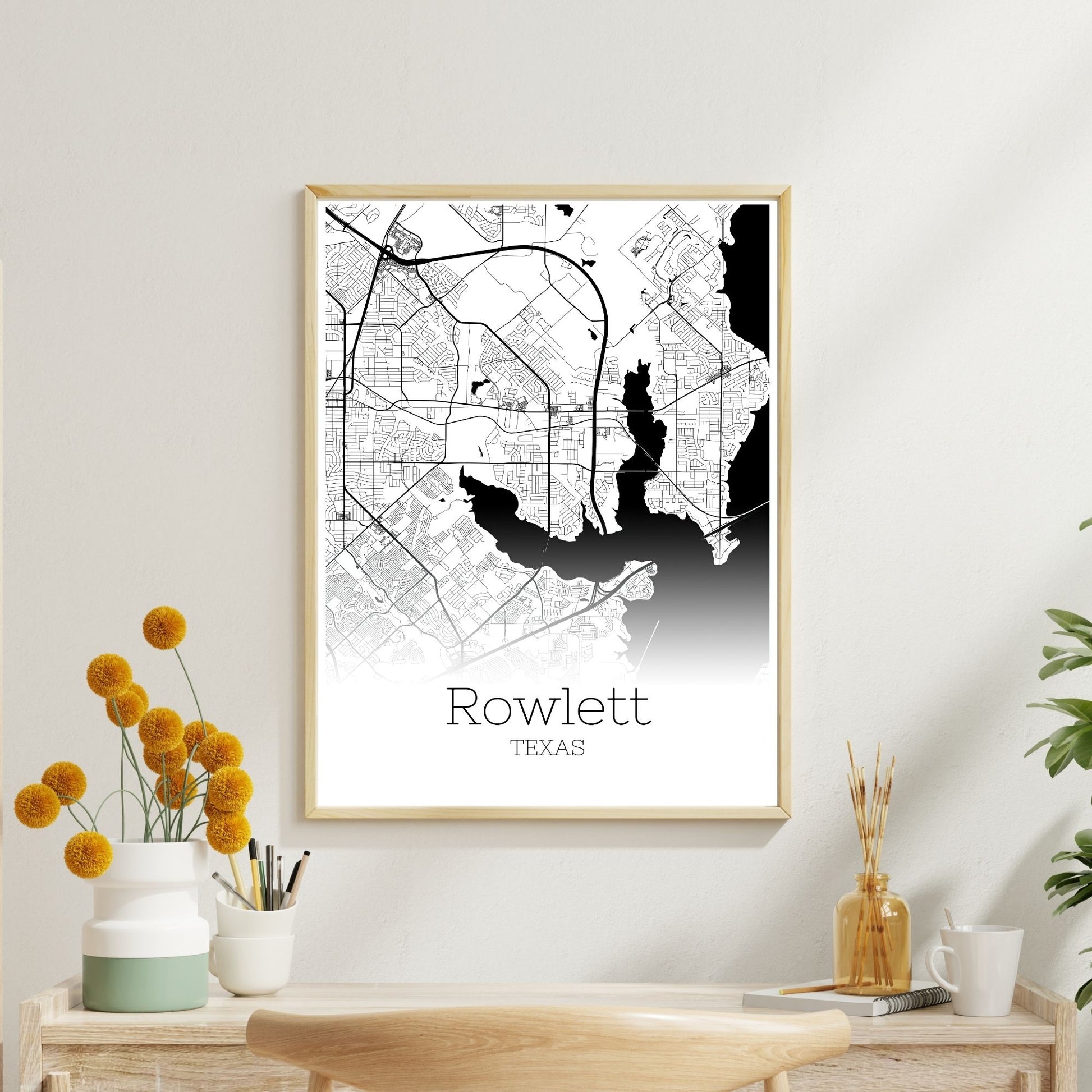 Rowlett Texas City Map Poster - GroovyGrove