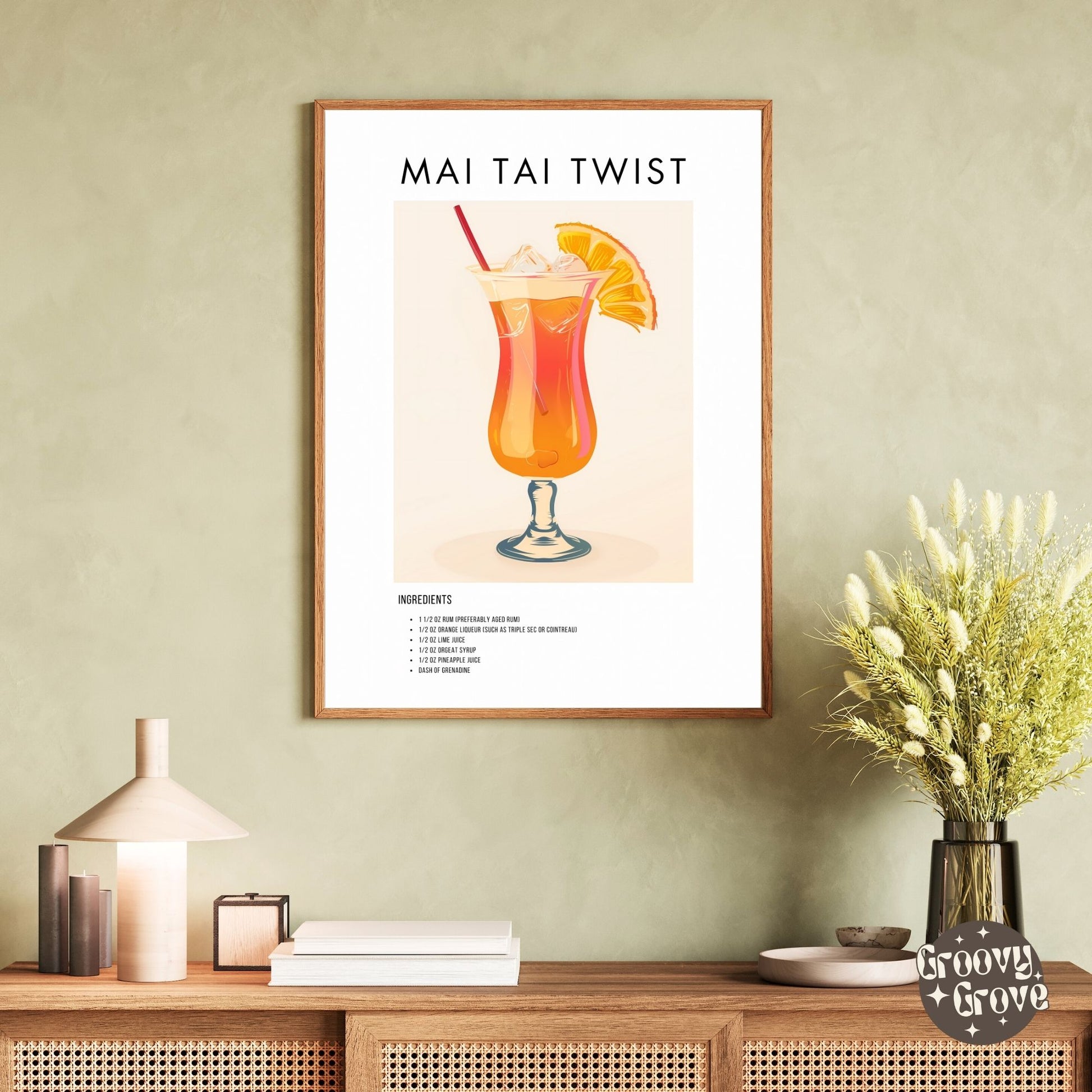 Mai Tai Twist Retro Cocktail Poster - GroovyGrove