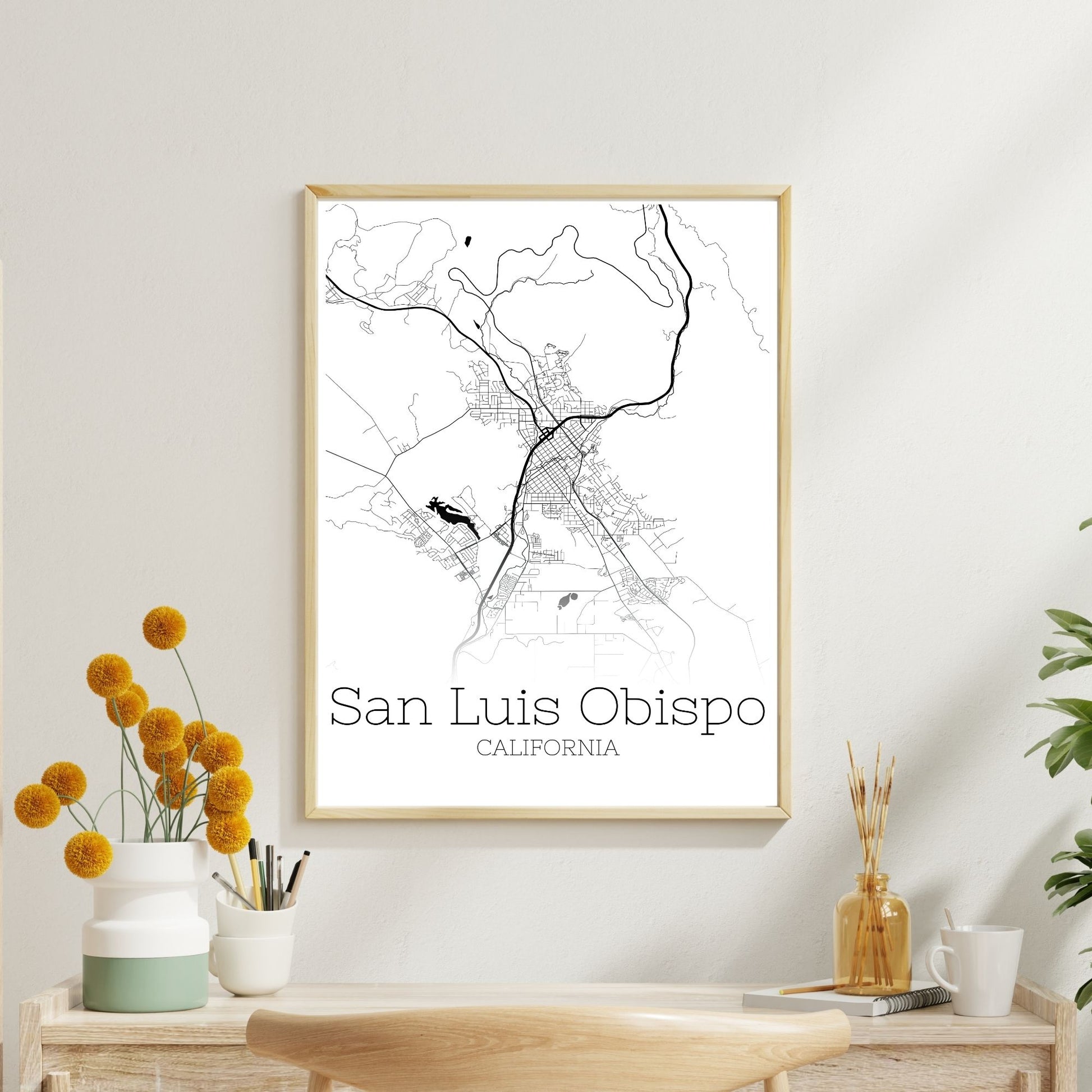 San Luis Obispo California City Map Poster - GroovyGrove