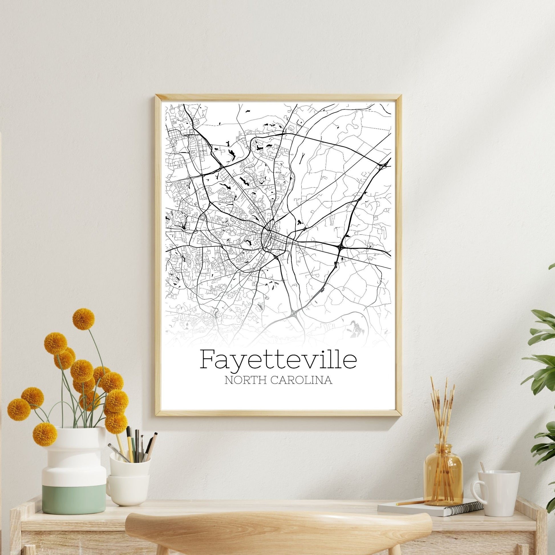 Fayetteville North Carolina City Map Poster - GroovyGrove