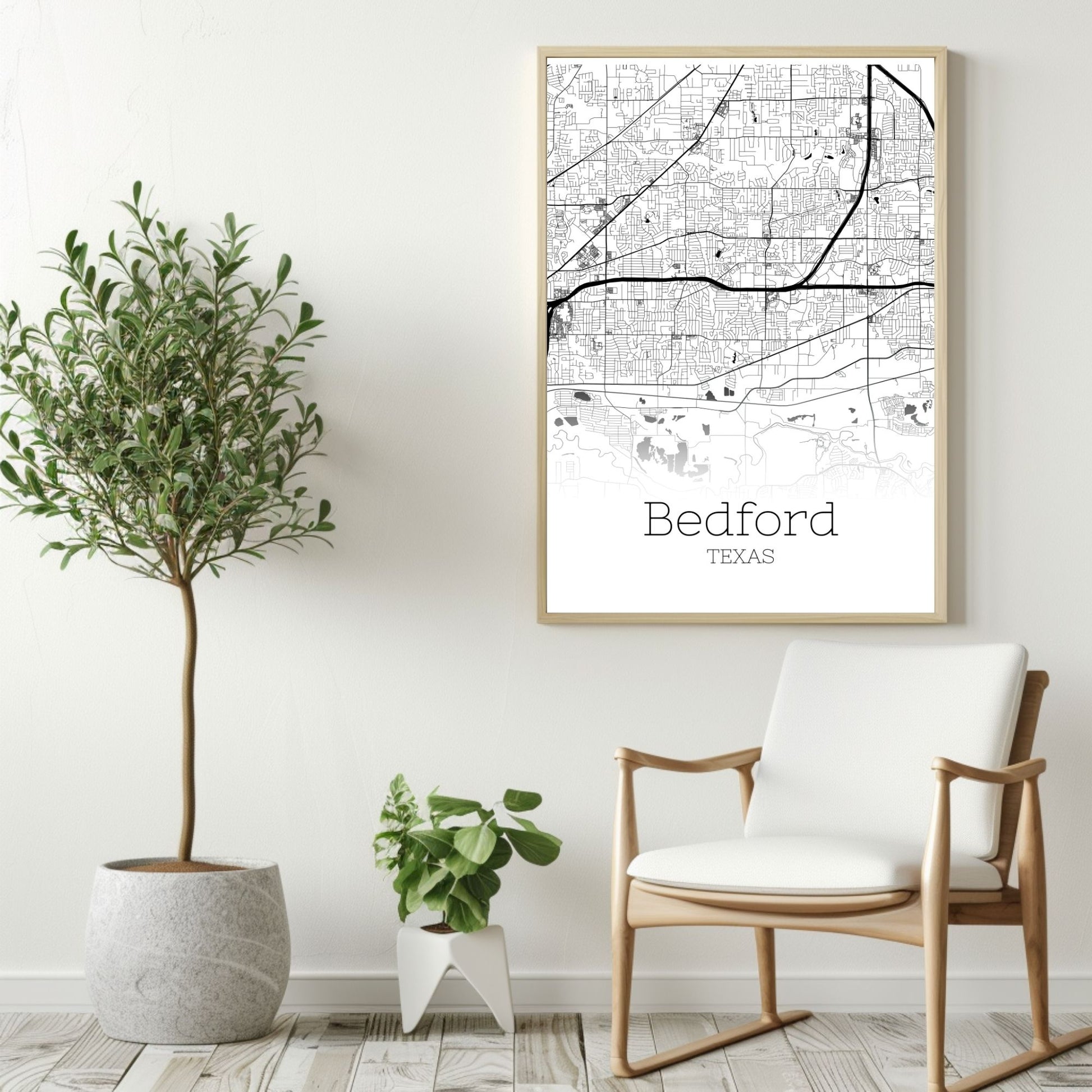 Bedford Texas City Map Poster - GroovyGrove