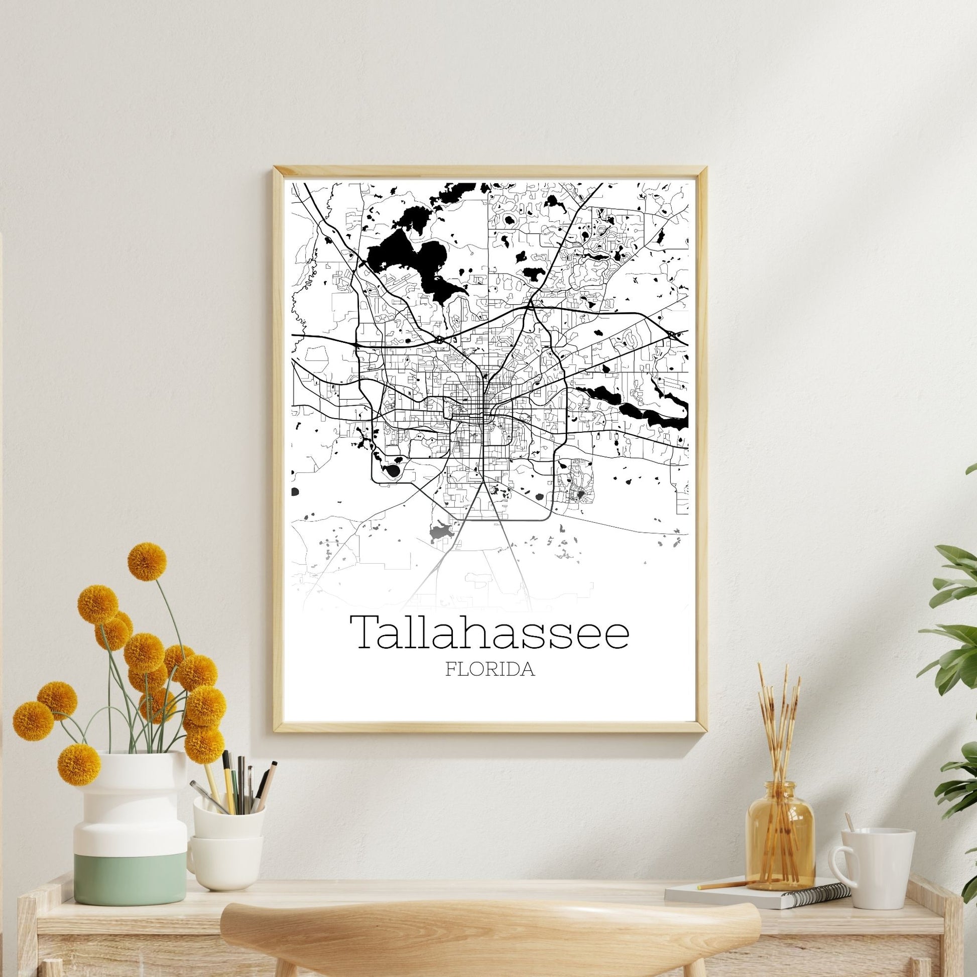 Tallahassee Florida City Map Poster - GroovyGrove