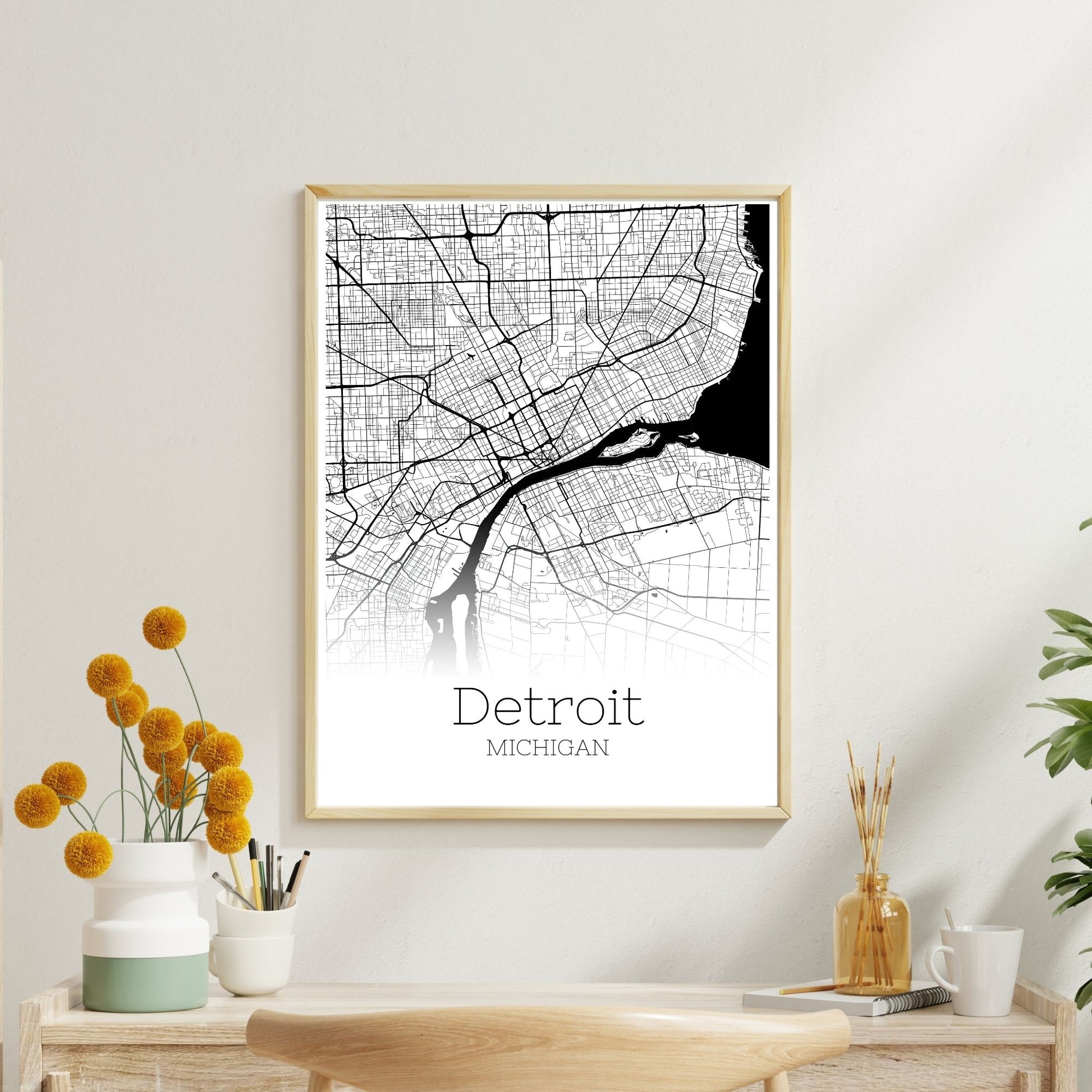 Detroit Michigan City Map Poster - GroovyGrove