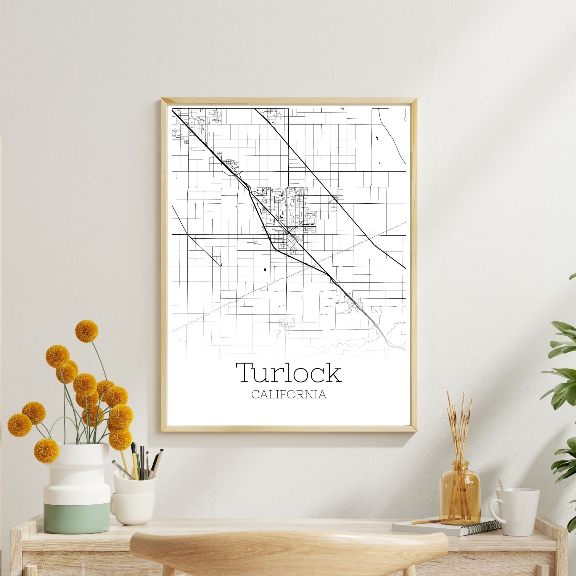 Turlock California City Map Poster - GroovyGrove