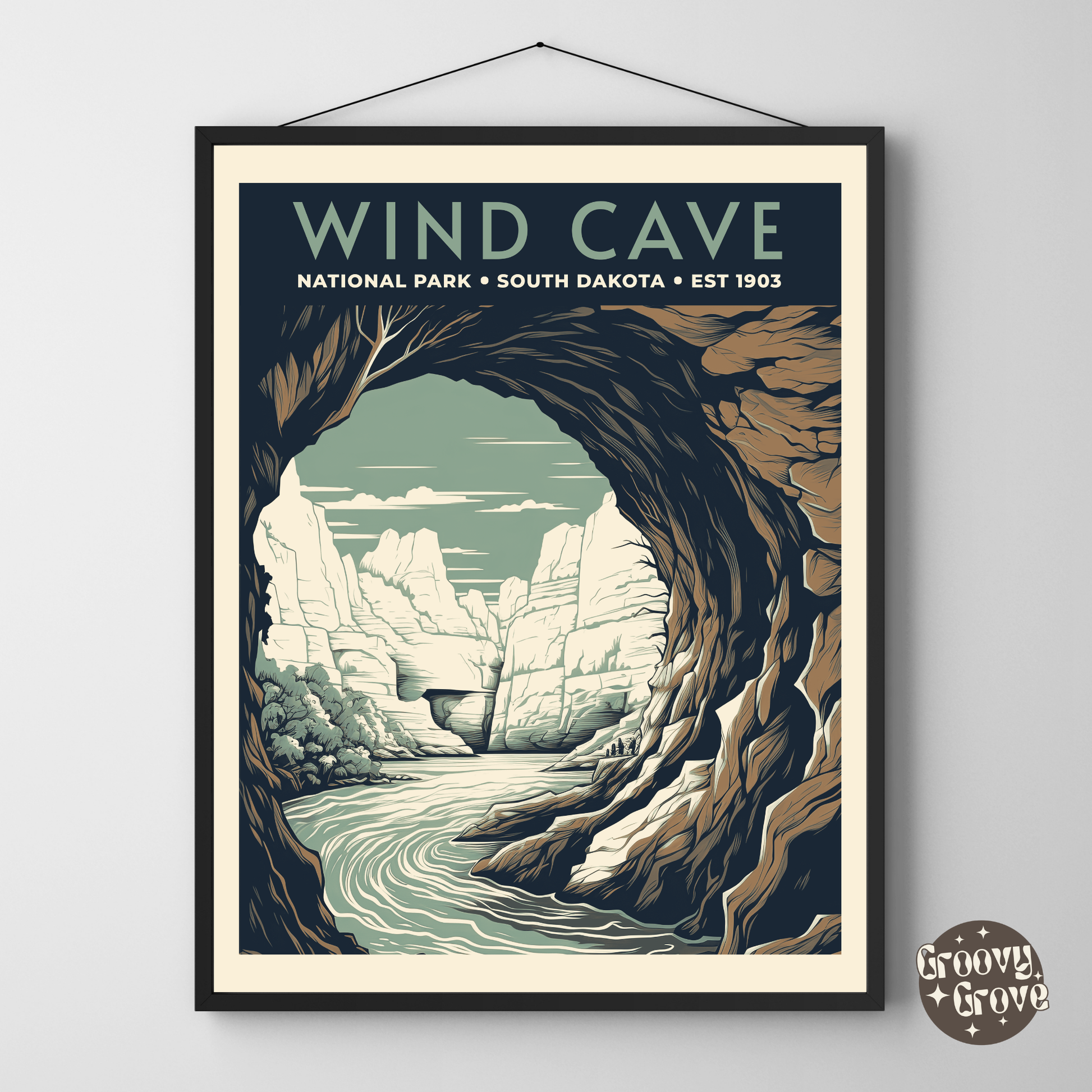 Wind Cave National Park Vintage Poster - GroovyGrove