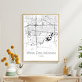 West Des Moines Iowa City Map Poster - GroovyGrove