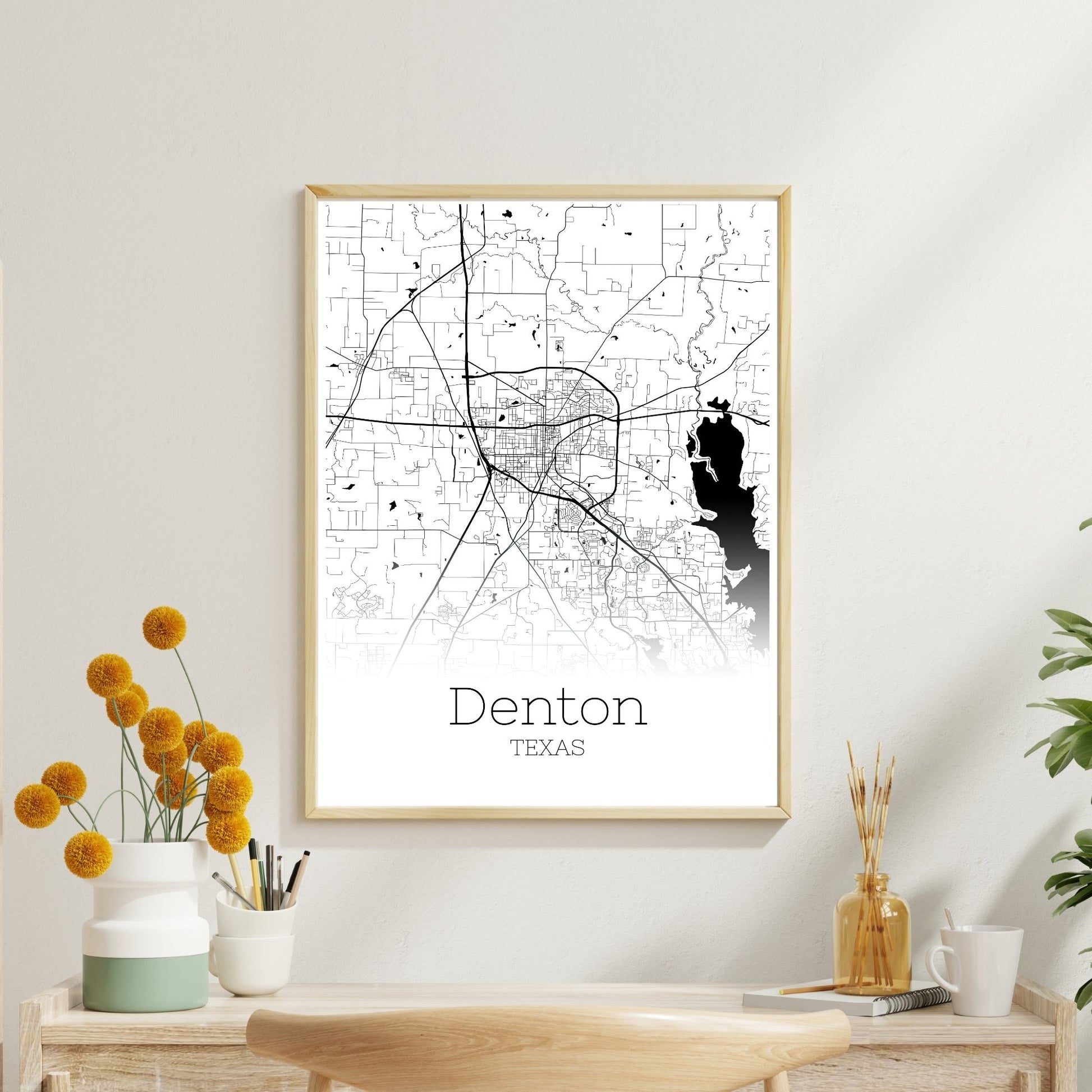 Denton Texas City Map Poster - GroovyGrove