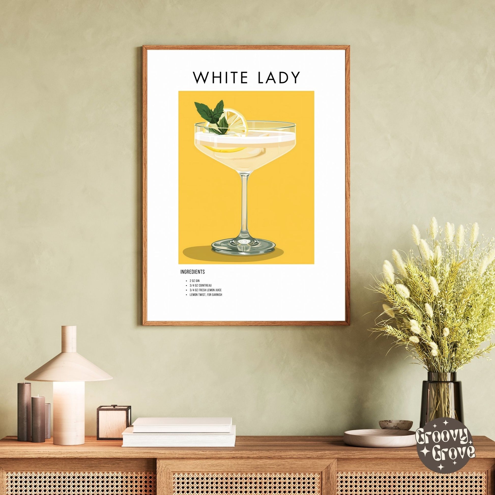 White Lady Retro Cocktail Poster - GroovyGrove