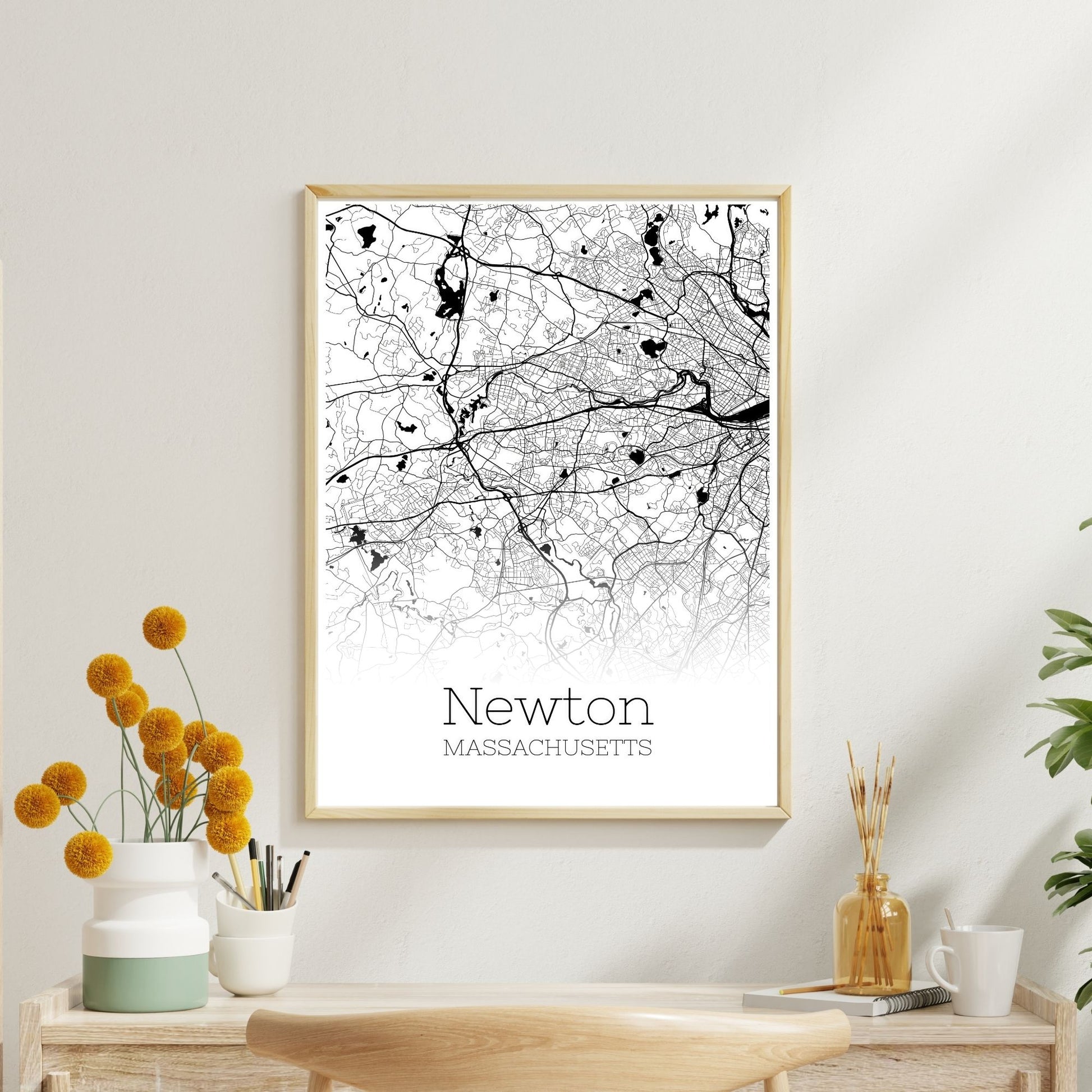 Newton Massachusetts City Map Poster - GroovyGrove