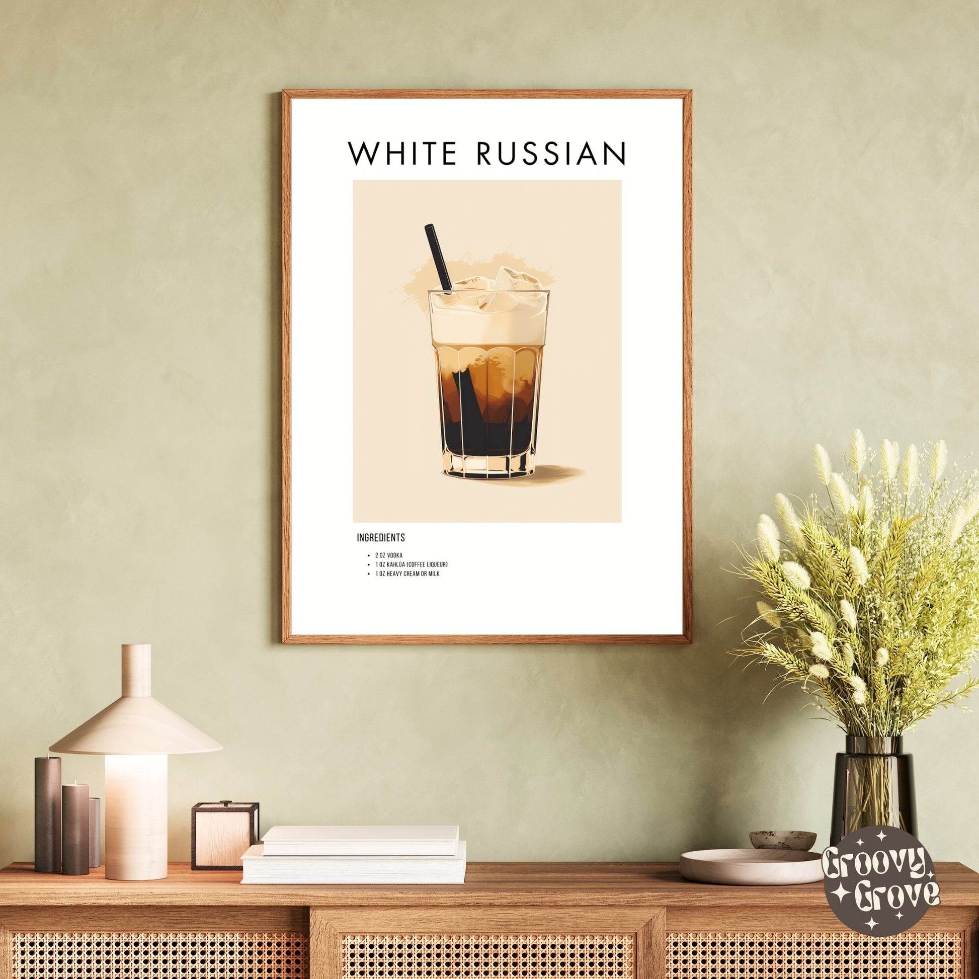 White Russian Retro Cocktail Poster - GroovyGrove