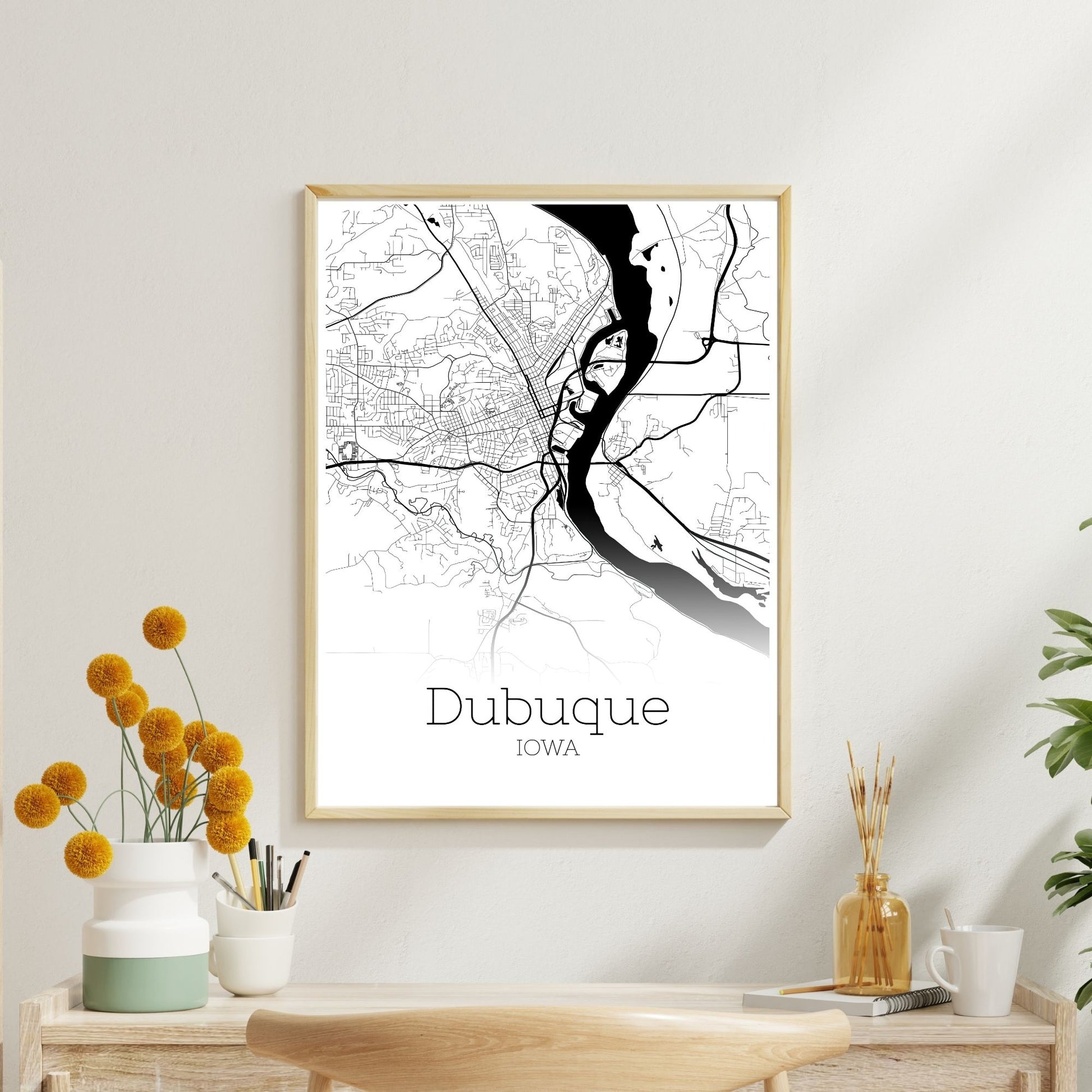 Dubuque Iowa City Map Poster - GroovyGrove