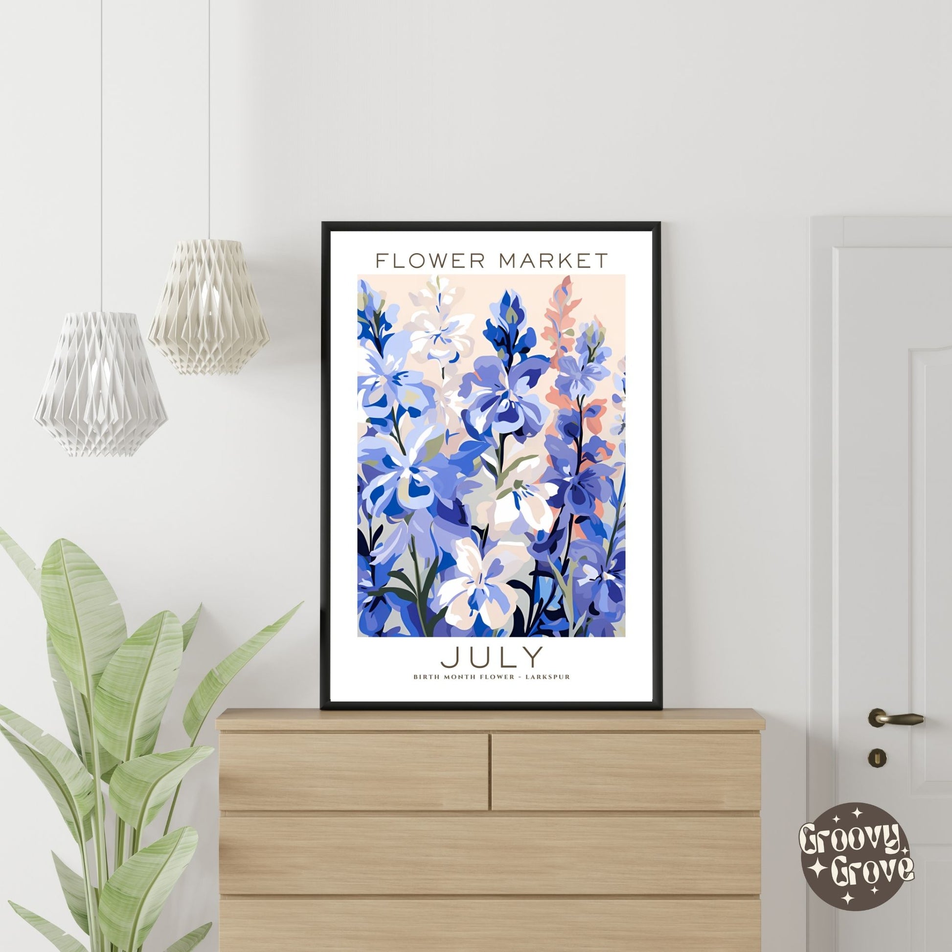 July Birthday Flower Market Poster - GroovyGrove