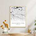 Farmington Hills Michigan City Map Poster - GroovyGrove