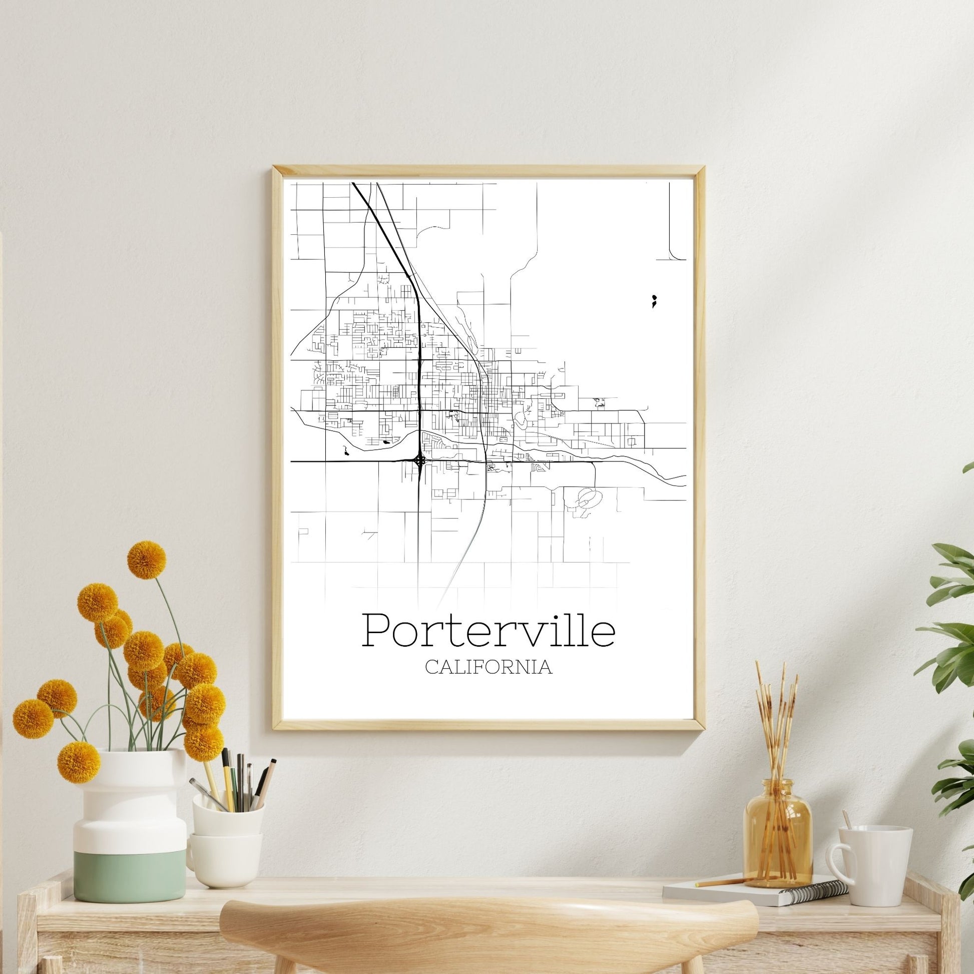 Porterville California City Map Poster - GroovyGrove