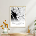 National City California Map Poster - GroovyGrove