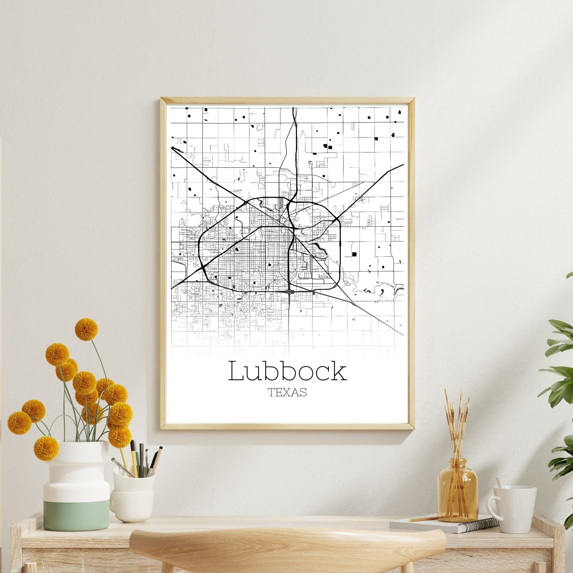 Lubbock Texas City Map Poster - GroovyGrove