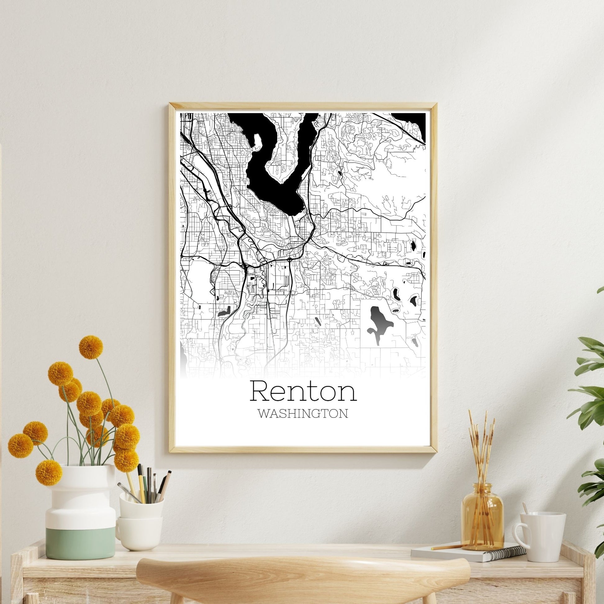 Renton Washington City Map Poster - GroovyGrove