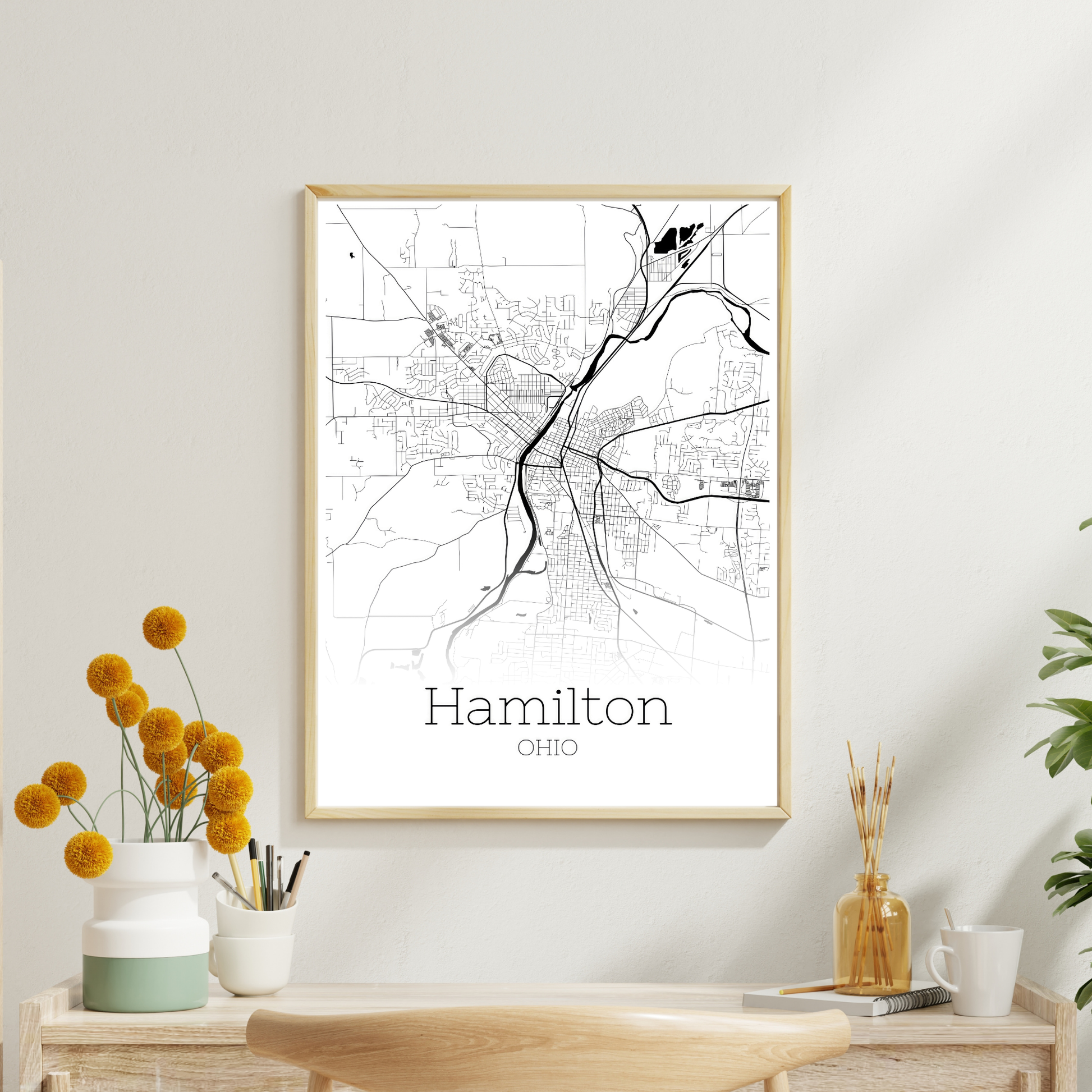 Hamilton Ohio City Map Poster - GroovyGrove