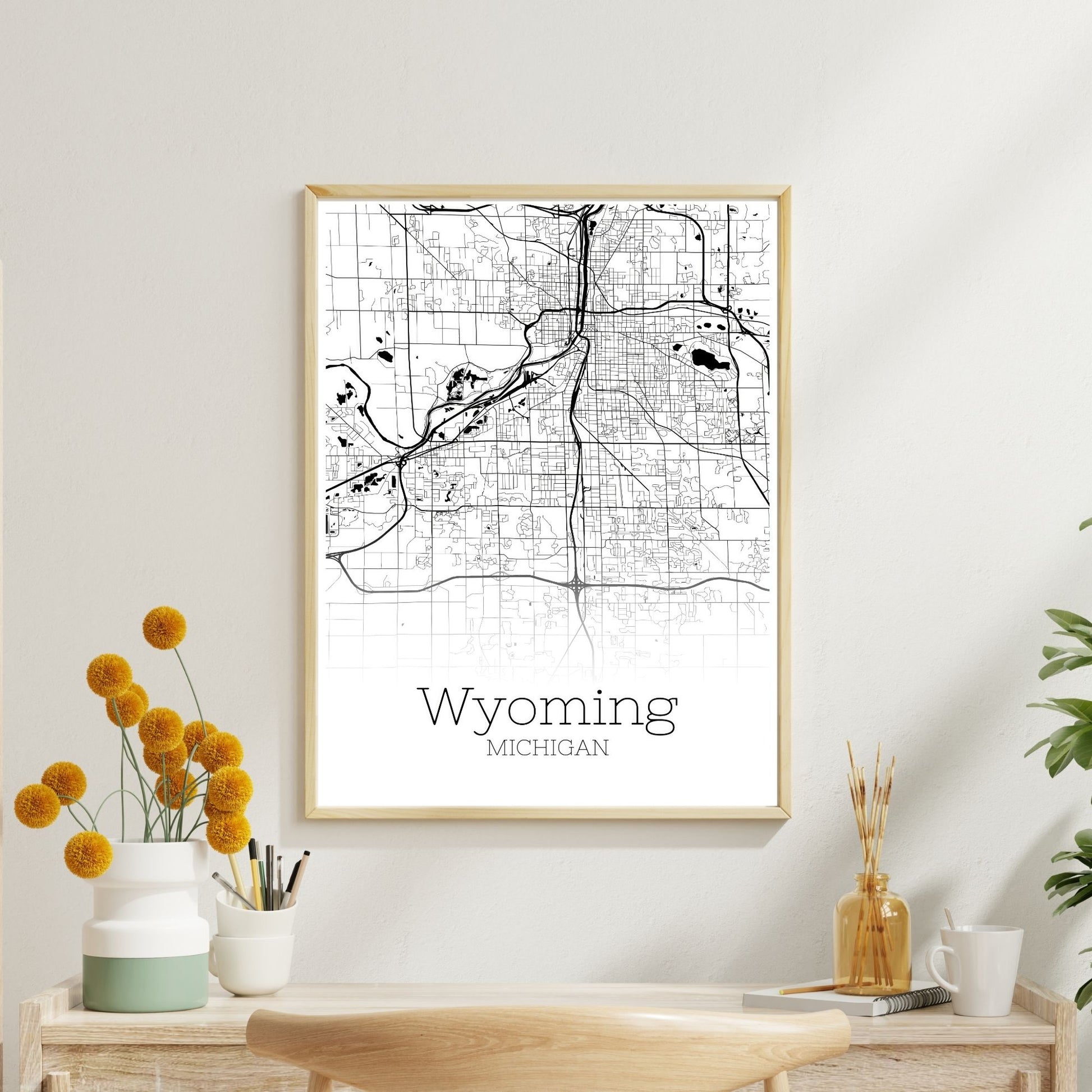 Wyoming Michigan City Map Poster - GroovyGrove