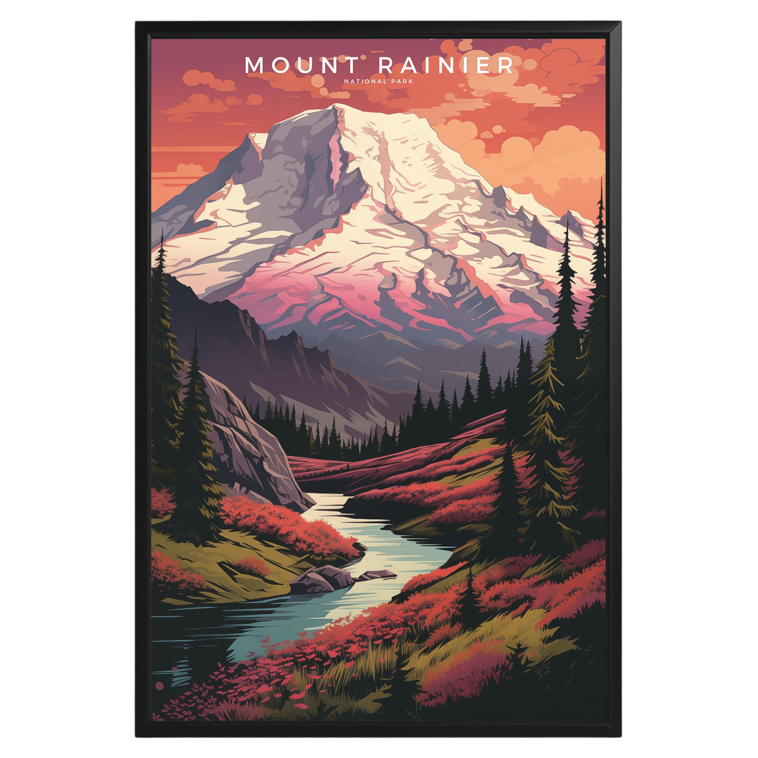 Mount Rainier National Park Retro Poster - GroovyGrove