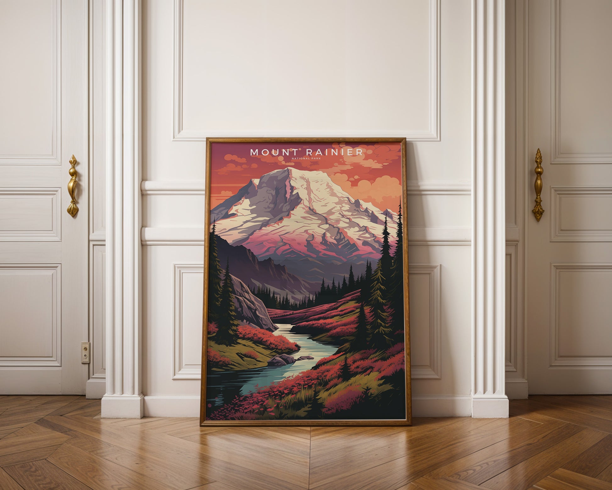 Mount Rainier National Park Retro Poster - GroovyGrove