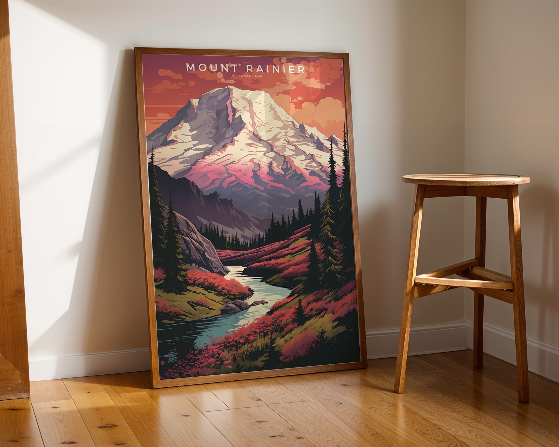 Mount Rainier National Park Retro Poster - GroovyGrove