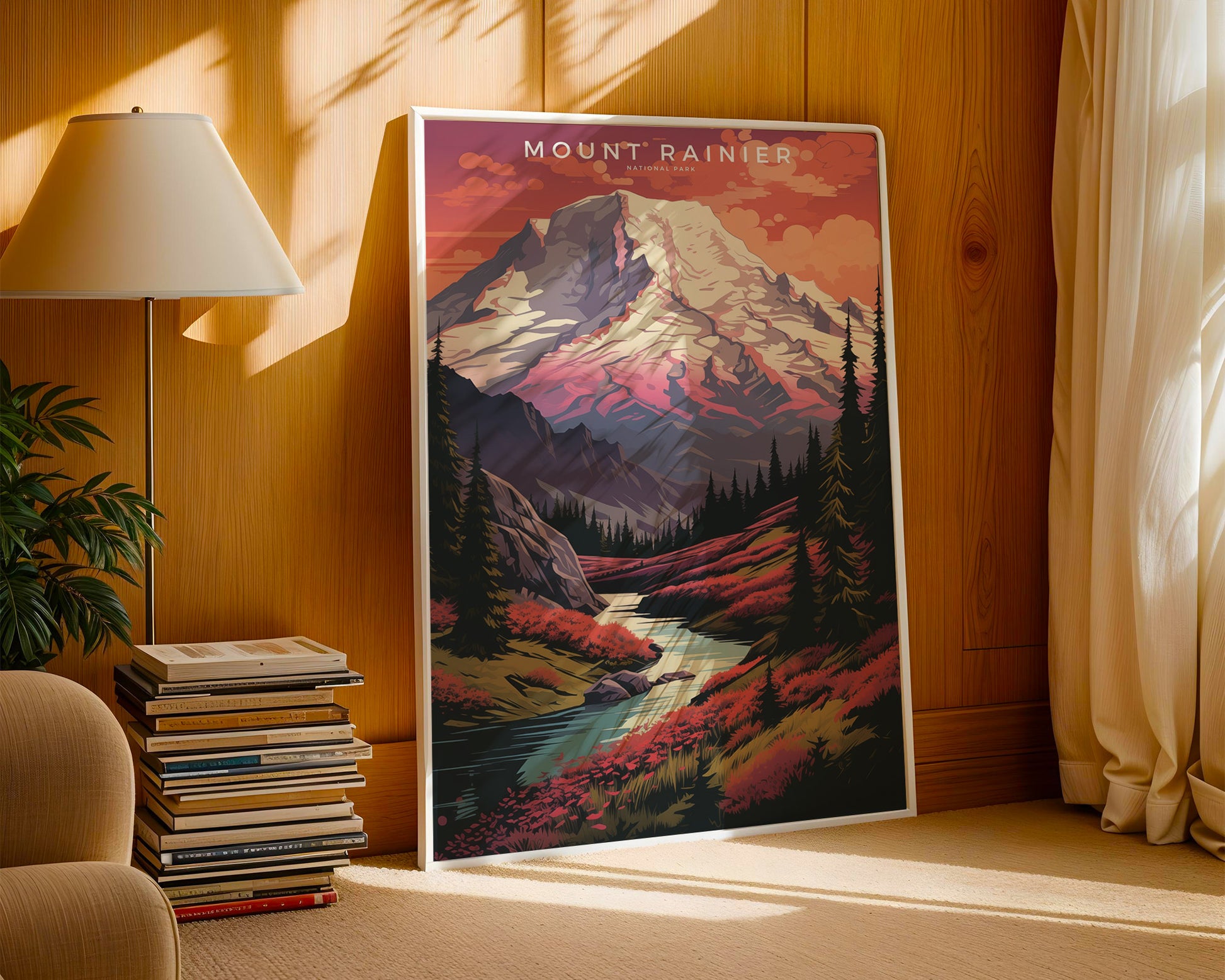 Mount Rainier National Park Retro Poster - GroovyGrove