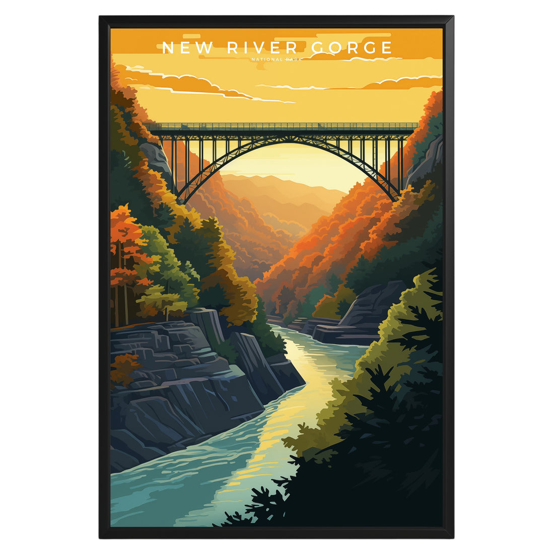 New River Gorge National Park Retro Poster - GroovyGrove