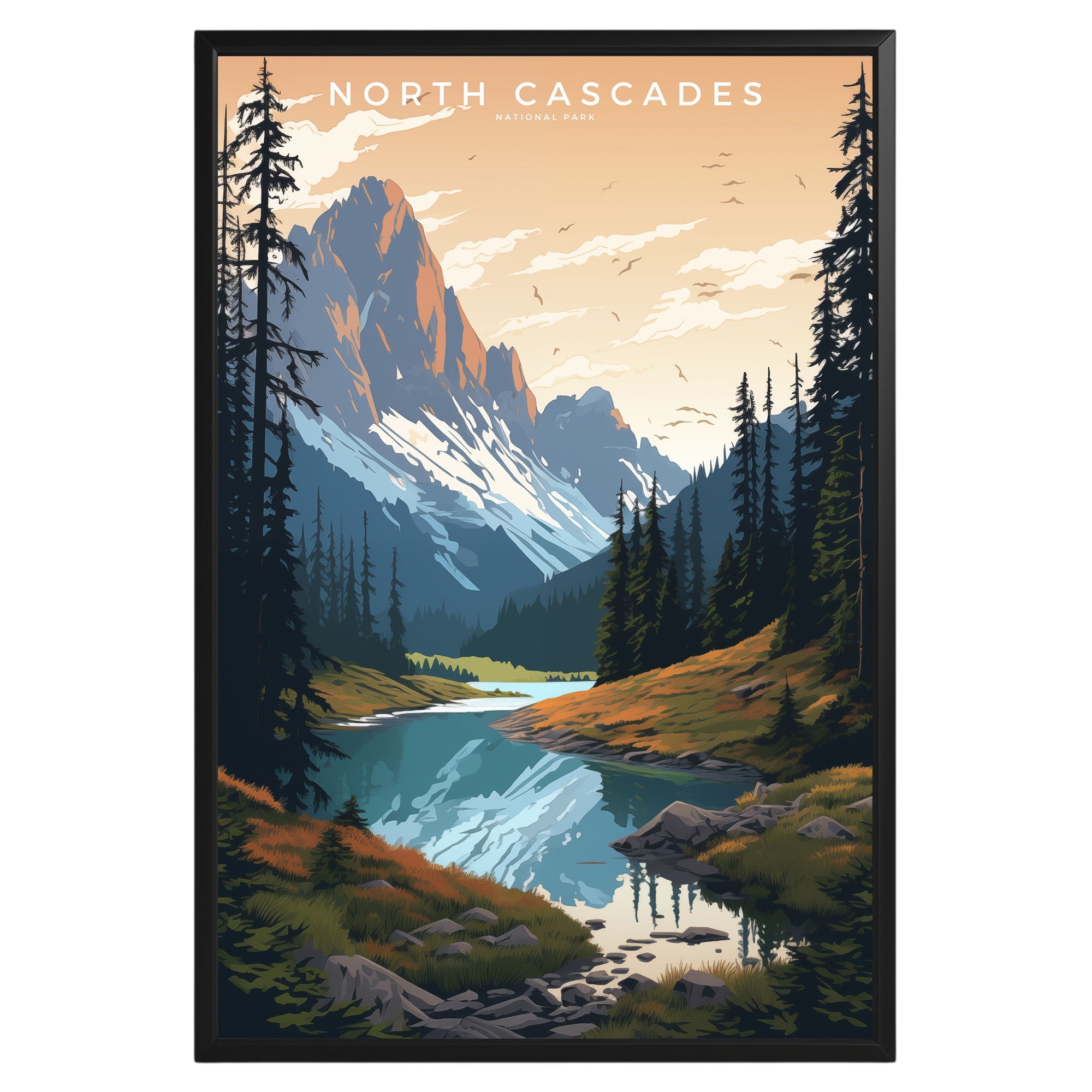 North Cascades National Park Retro Poster - GroovyGrove