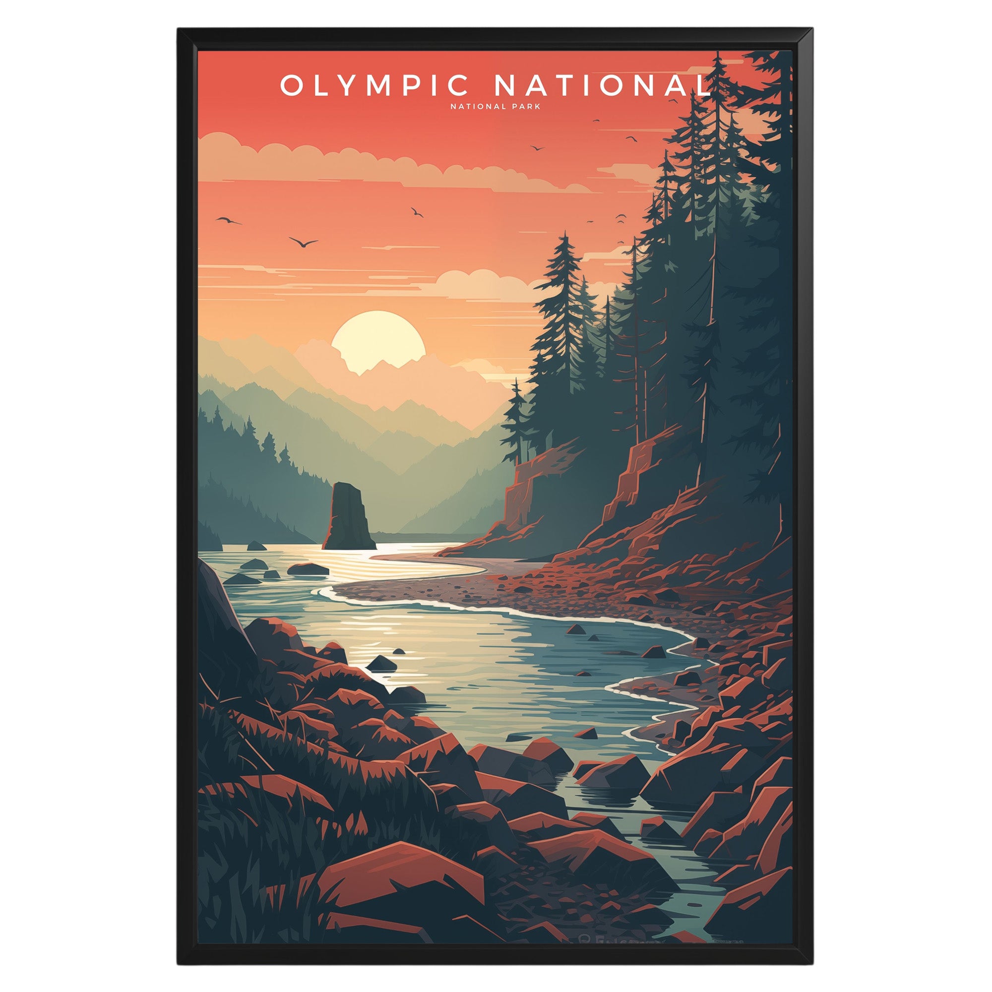 Olympic National Park Retro Poster - GroovyGrove