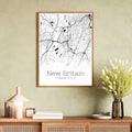 New Britain Connecticut City Map Poster - GroovyGrove