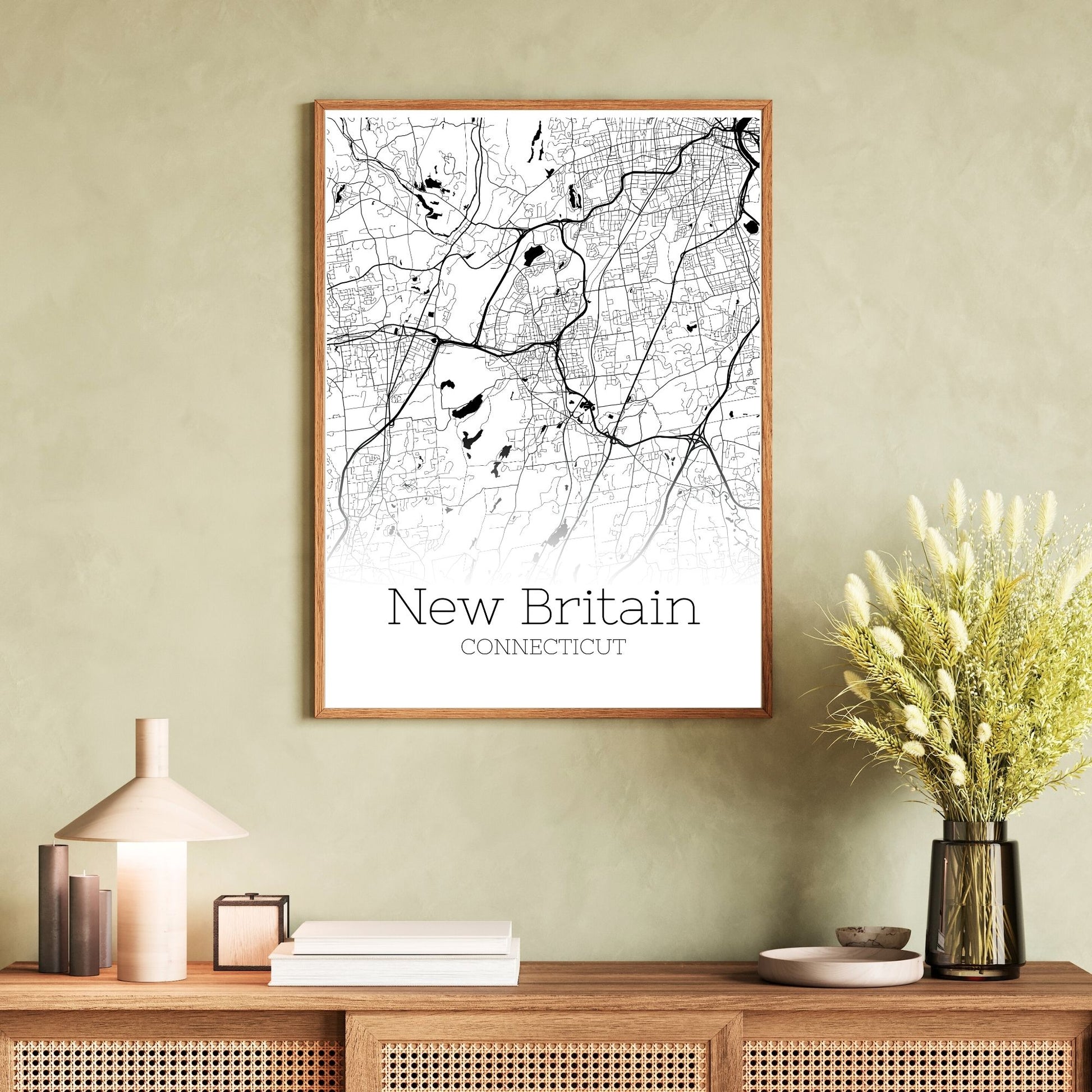 New Britain Connecticut City Map Poster - GroovyGrove