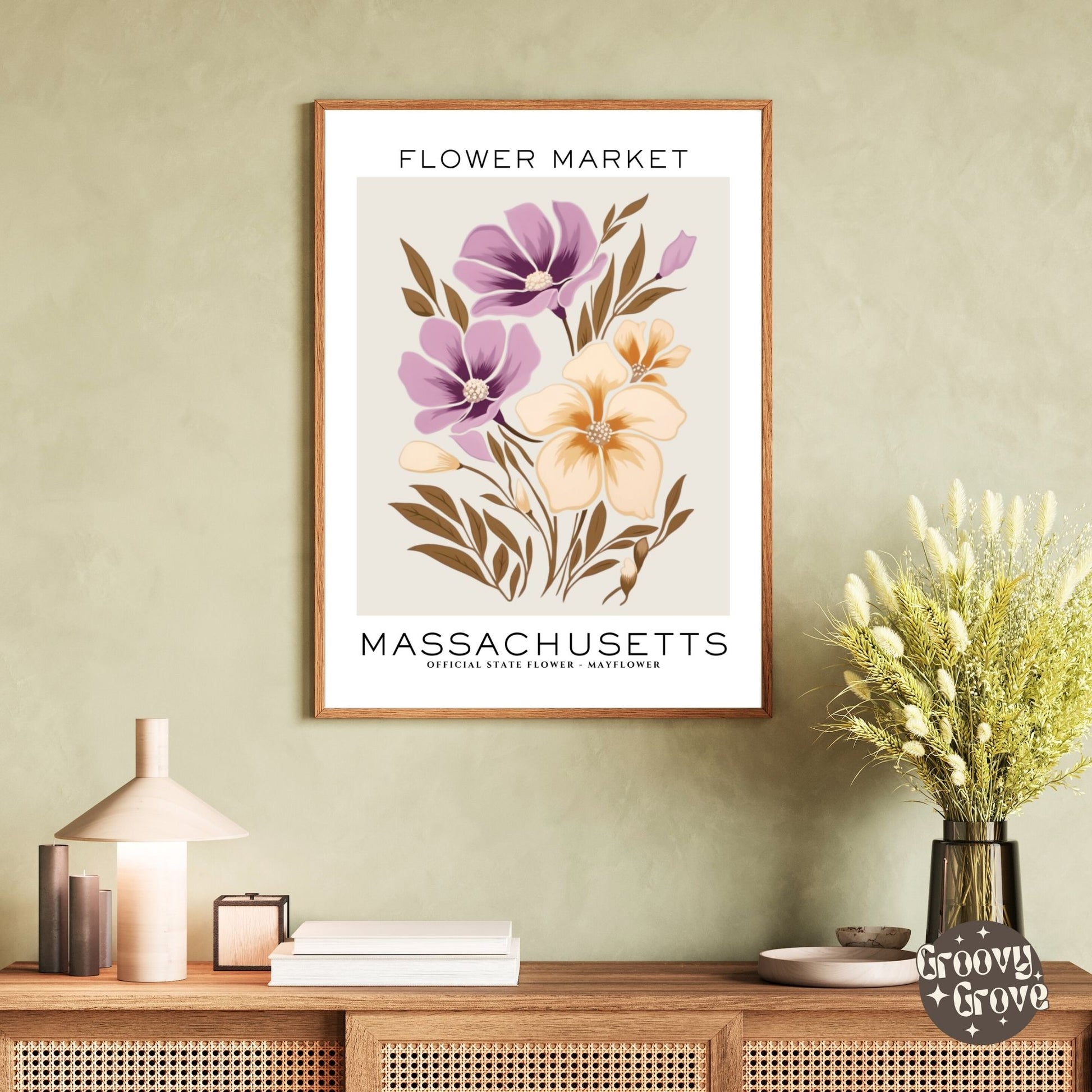 Massachusetts Flower Market Poster - GroovyGrove