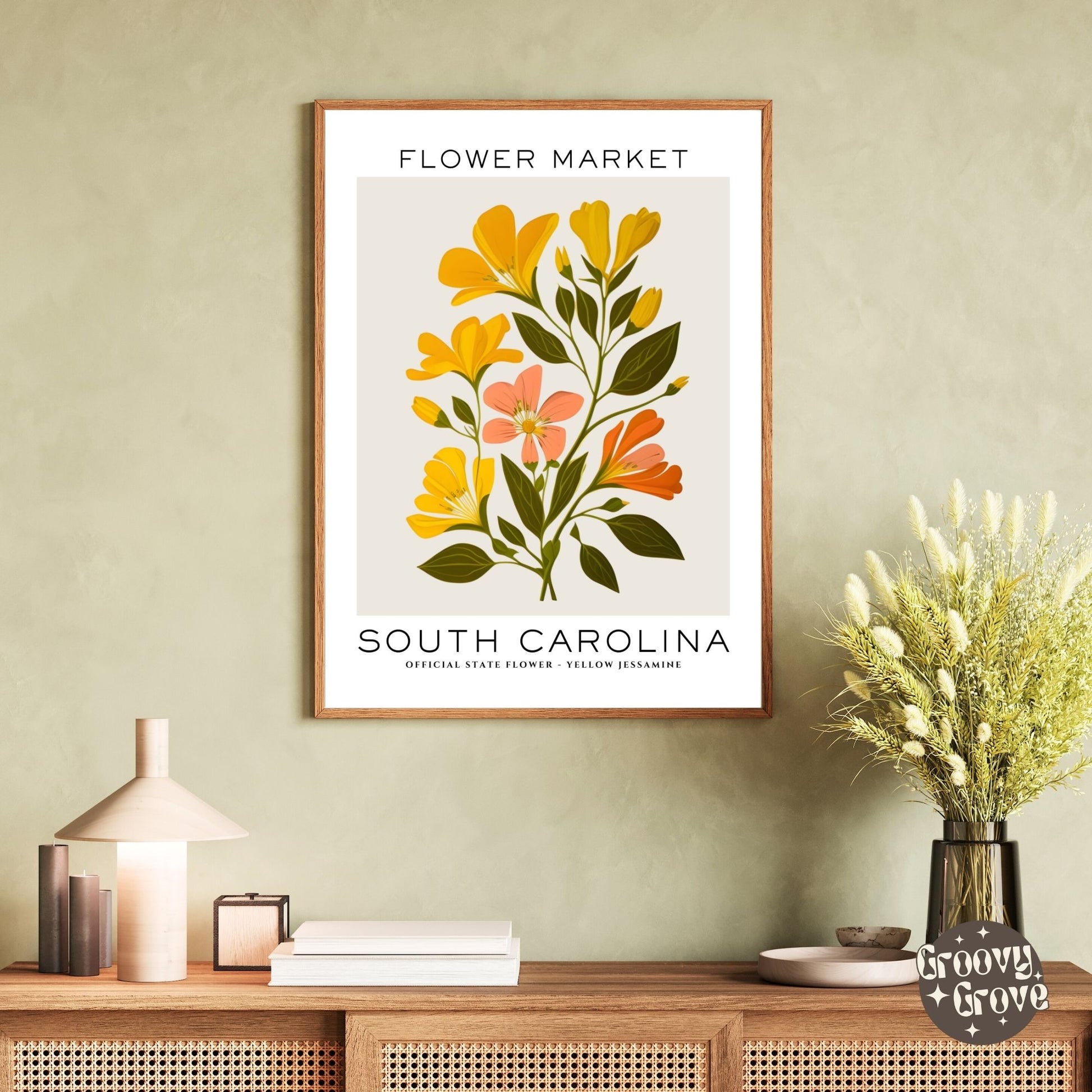 South Carolina Flower Market Poster - GroovyGrove