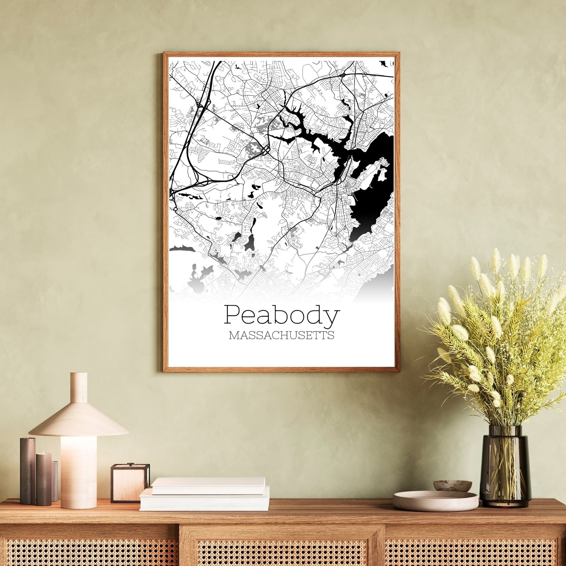 Peabody Massachusetts City Map Poster - GroovyGrove