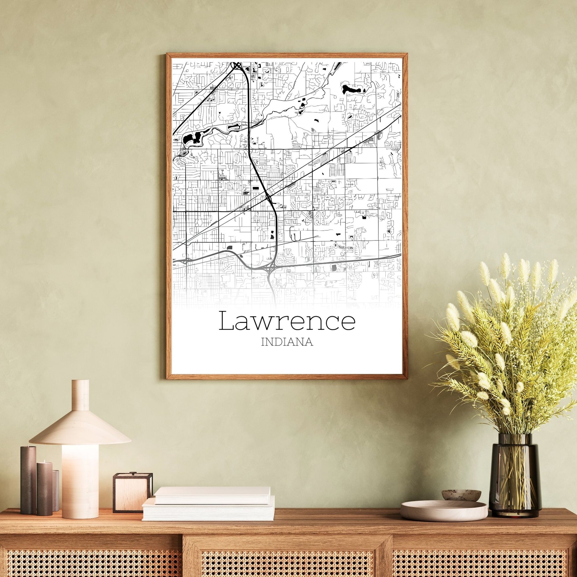 Lawrence Indiana City Map Poster - GroovyGrove