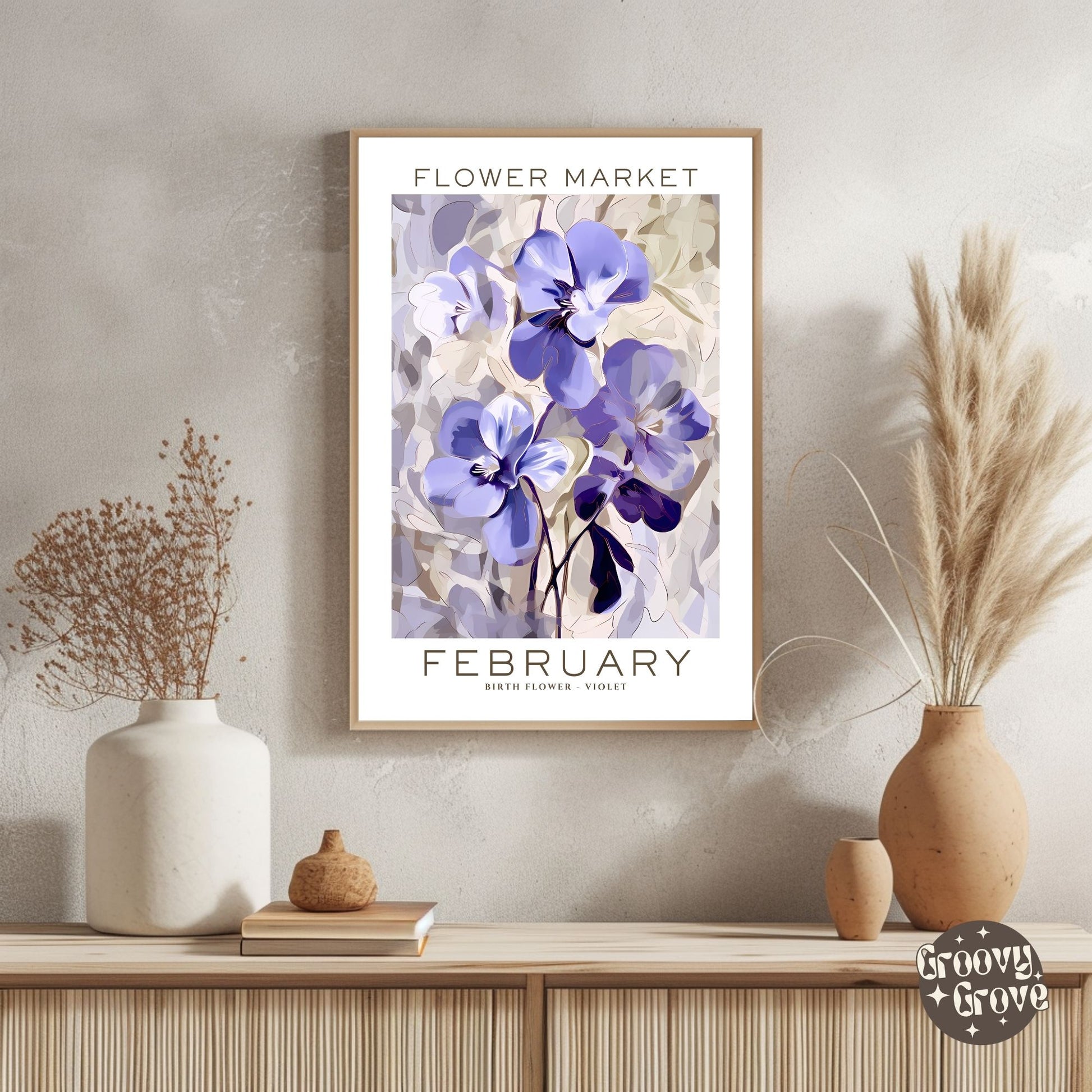 February Birthday Flower Market Poster - GroovyGrove