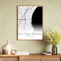 St. Clair Shores Michigan City Map Poster - GroovyGrove