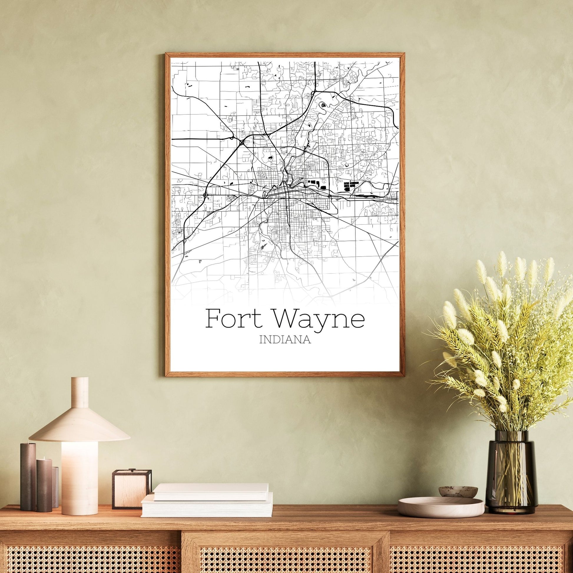 Fort Wayne Indiana City Map Poster - GroovyGrove