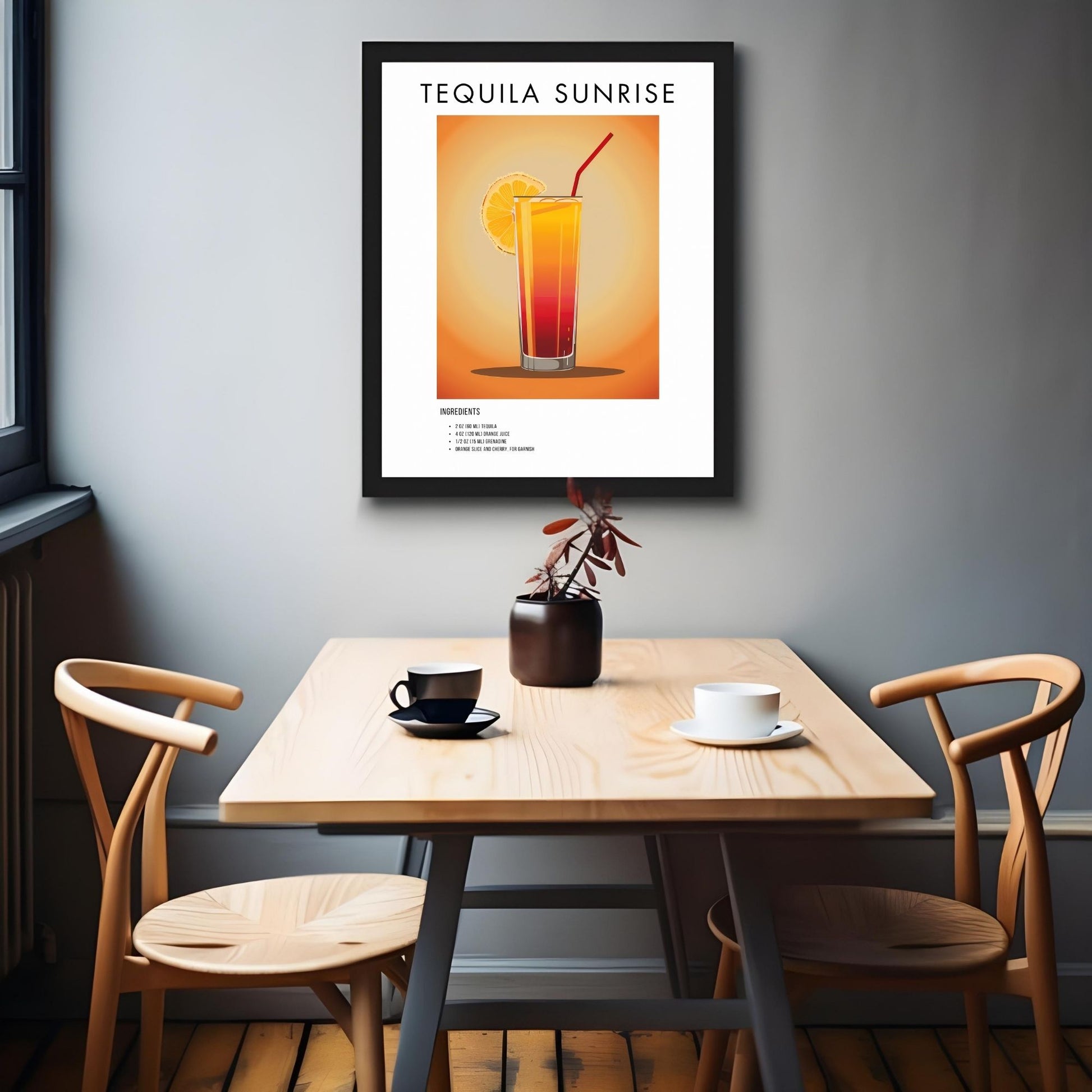 Tequila Sunrise Retro Cocktail Poster - GroovyGrove