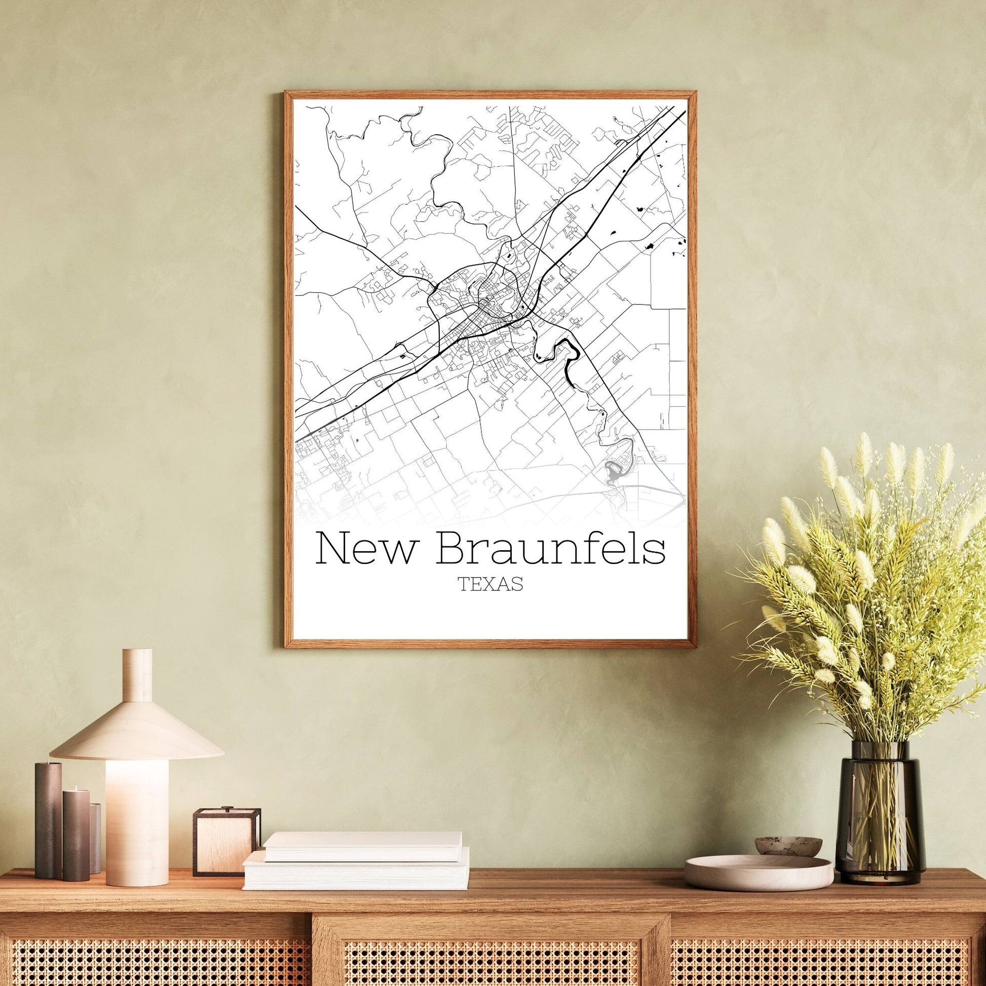 New Braunfels Texas City Map Poster - GroovyGrove