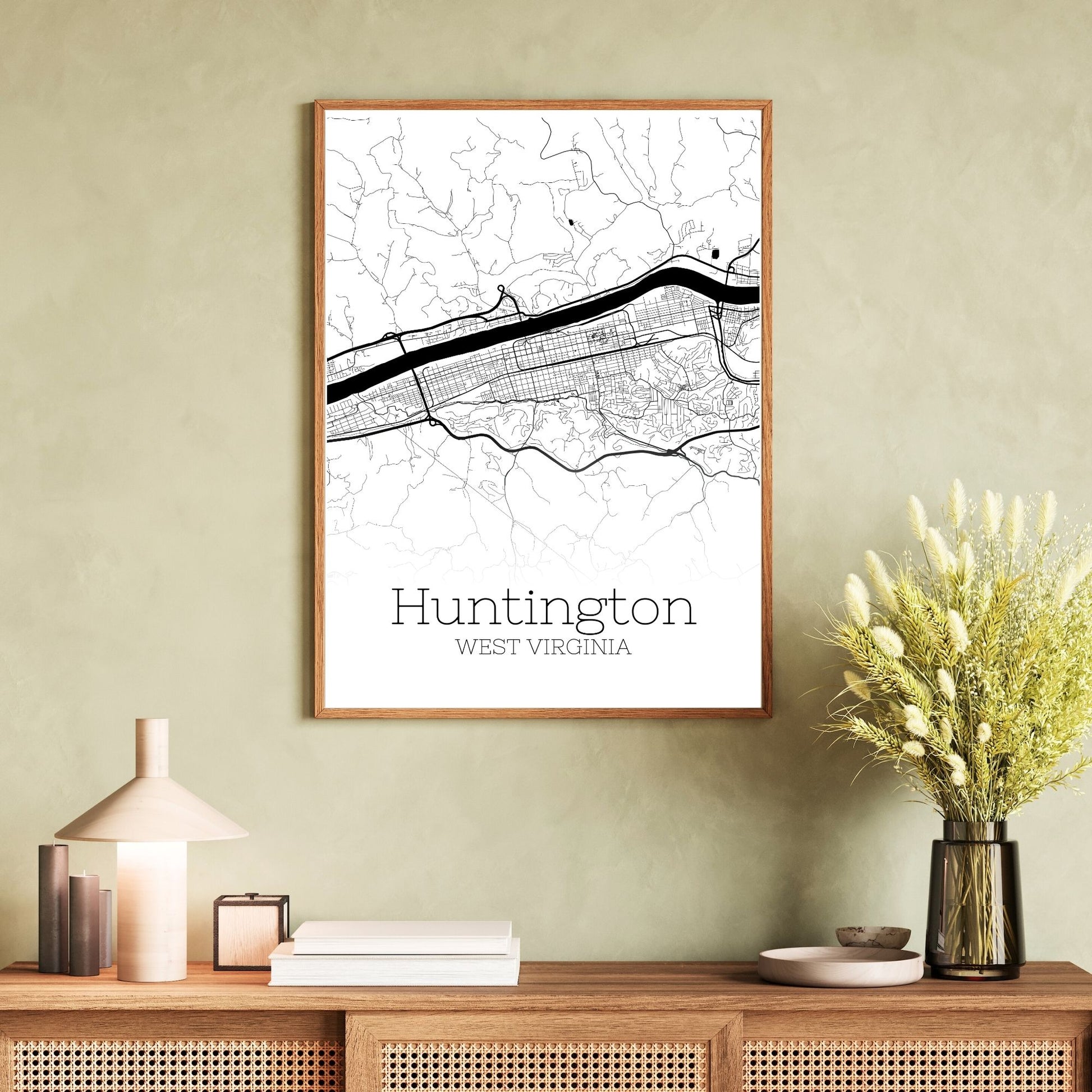 Huntington West Virginia City Map Poster - GroovyGrove