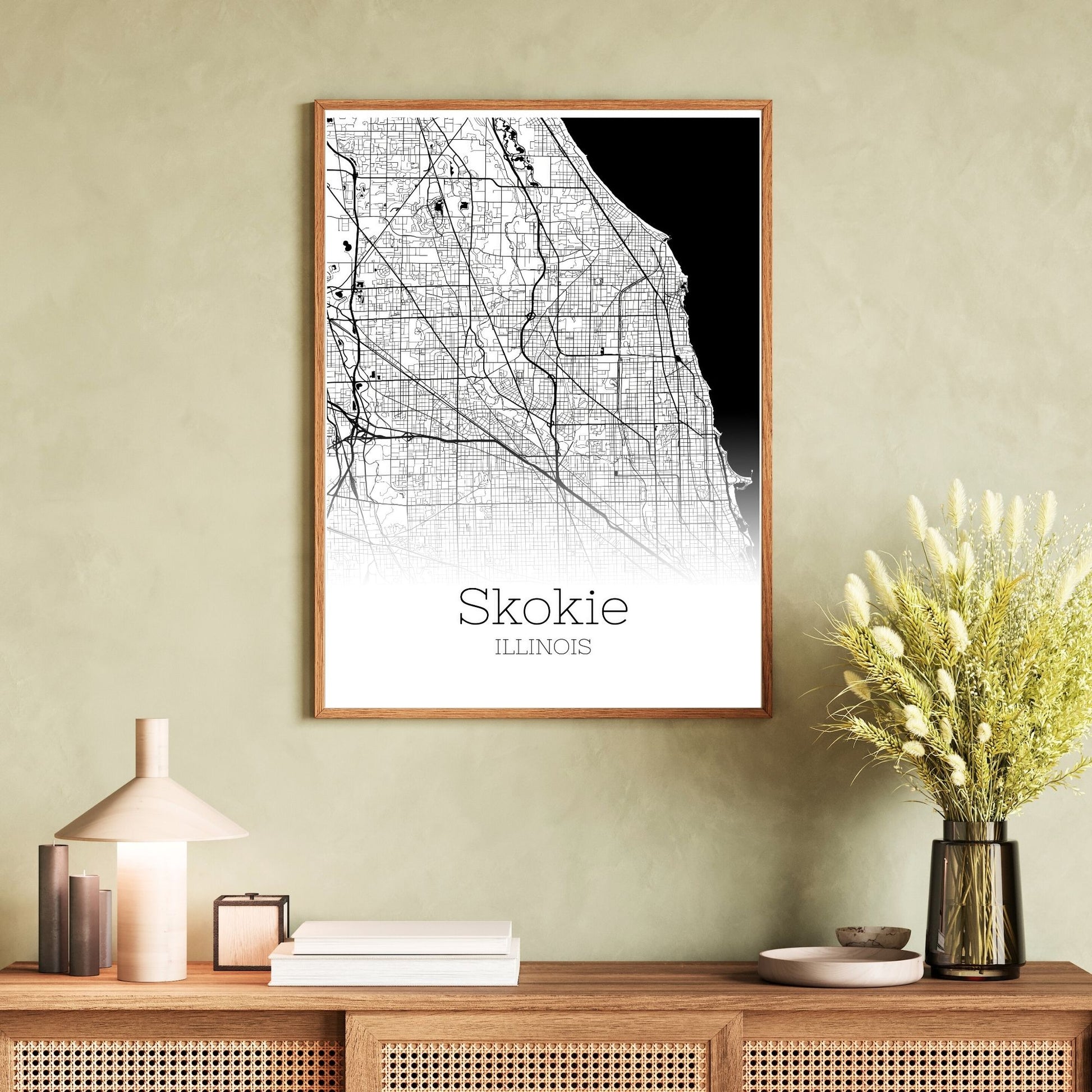 Skokie Illinois City Map Poster - GroovyGrove