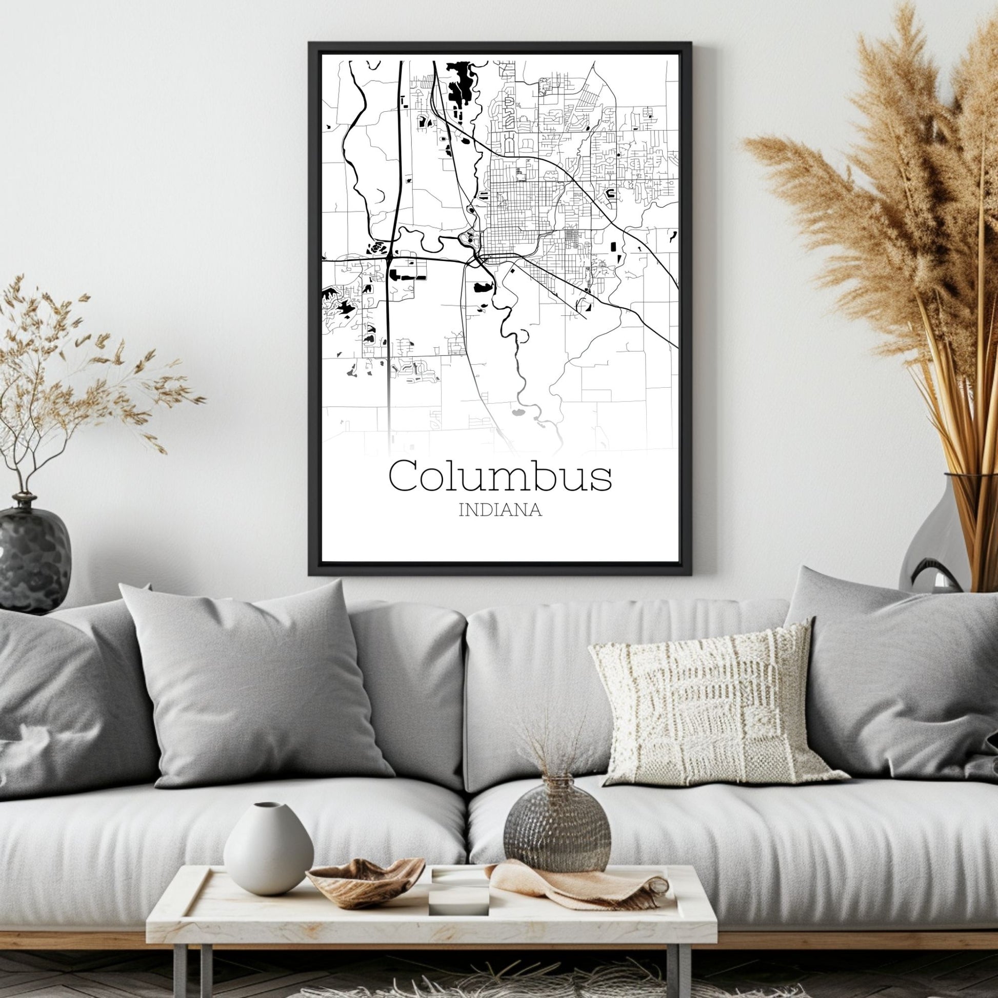 Columbus Indiana City Map Poster - GroovyGrove