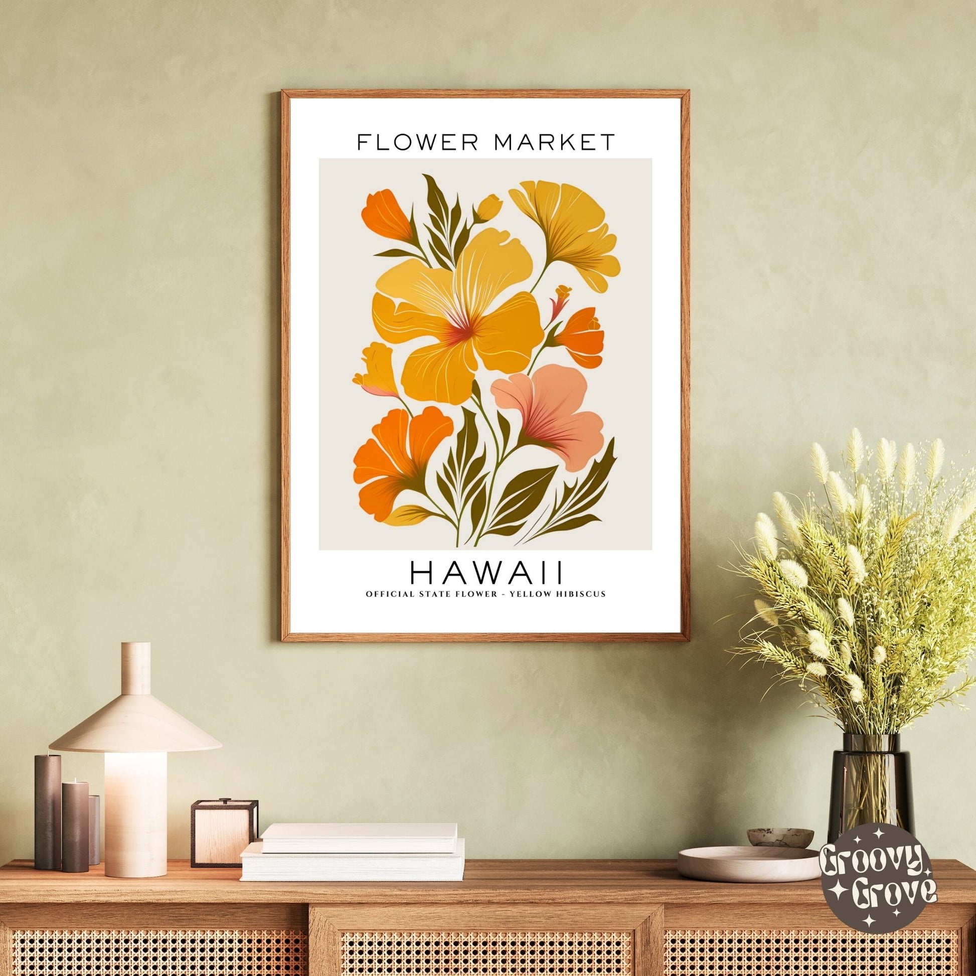 Hawaii Flower Market Poster - GroovyGrove