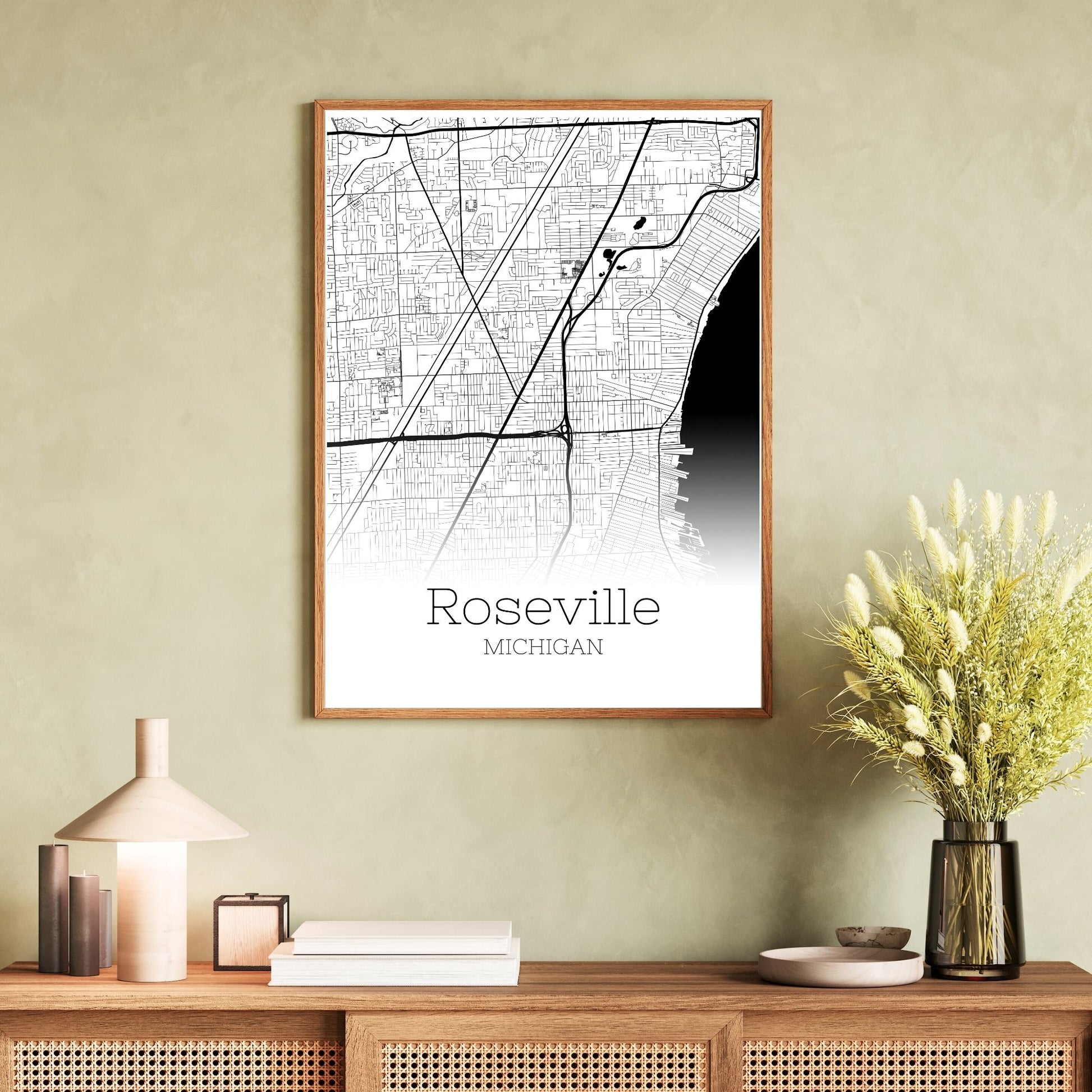 Roseville Michigan City Map Poster - GroovyGrove